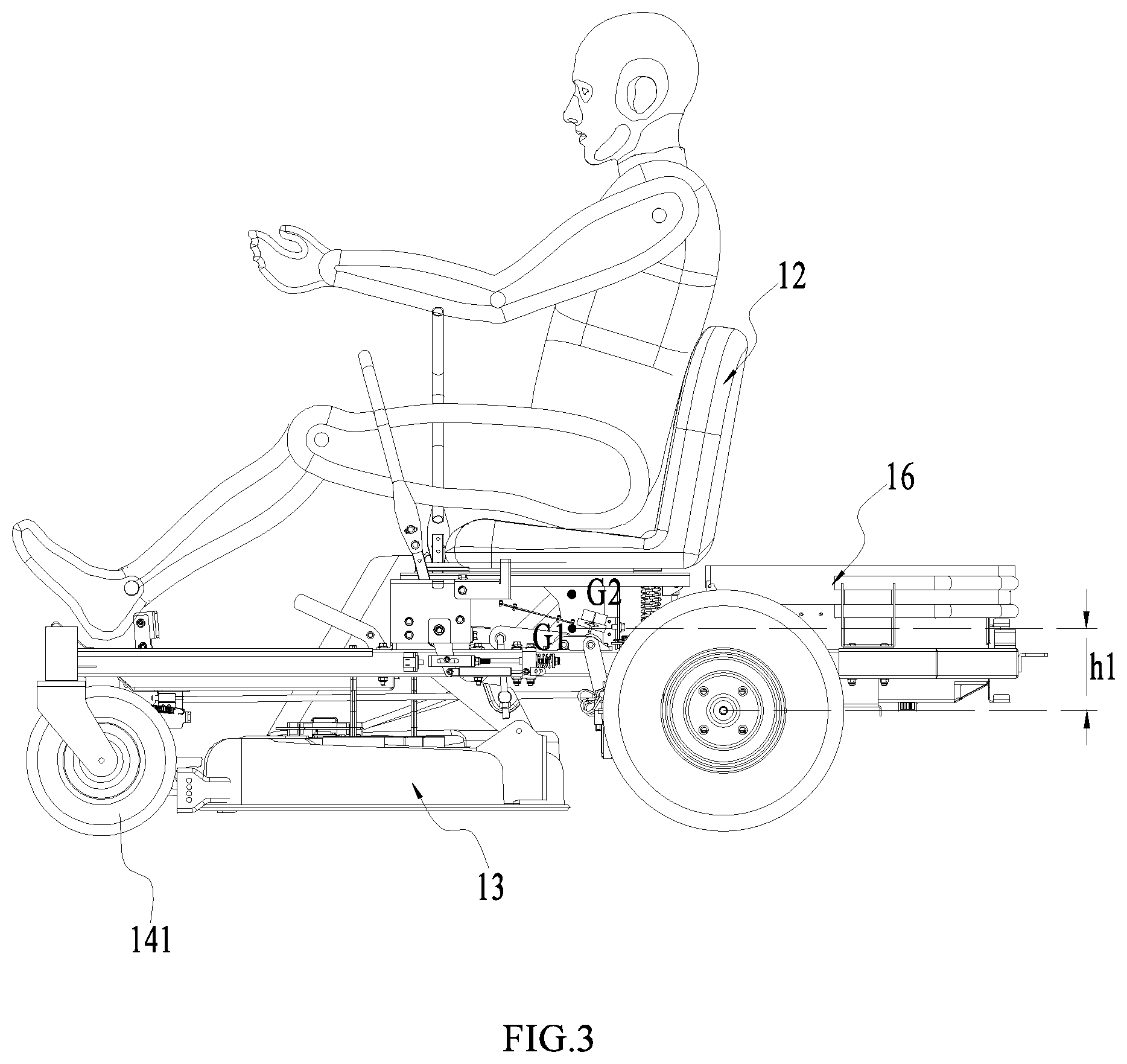 Patent US12317778 Figure 3 – Electric riding lawn mower