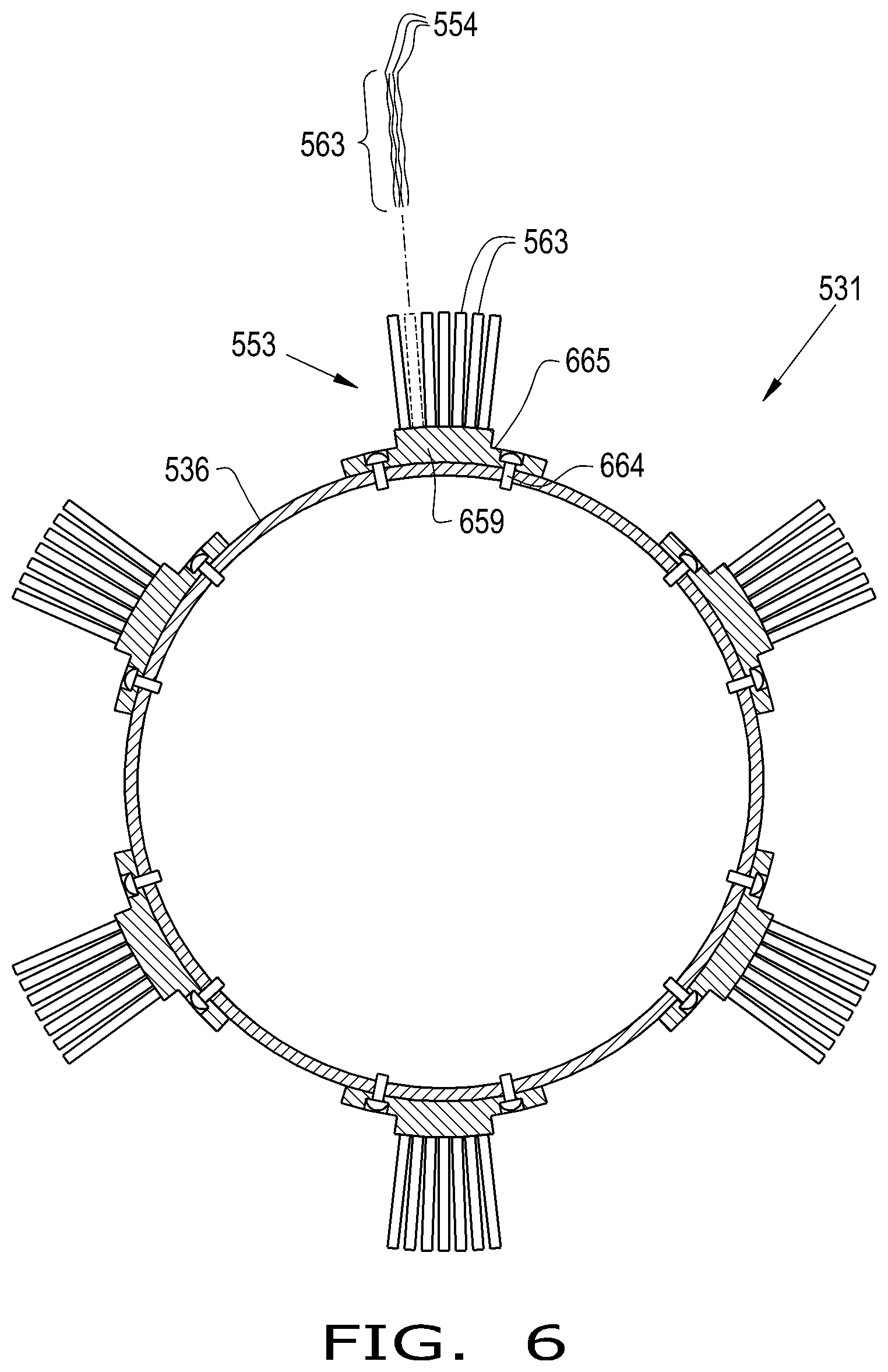 Patent US12317780 Figure 5 – Brush system for a threshing and separating system of an agricultural harvester