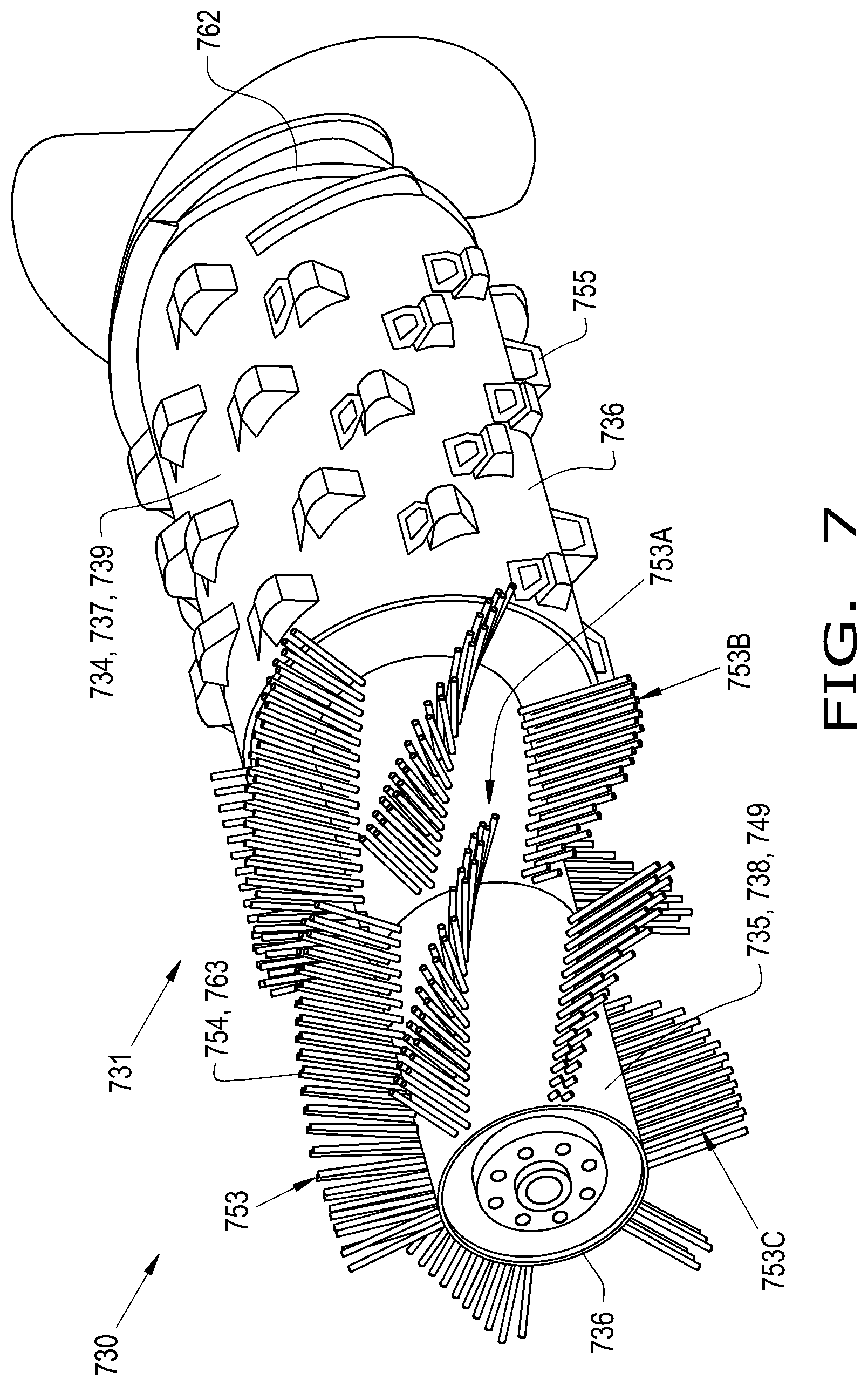 Patent US12317780 Figure 6 – Brush system for a threshing and separating system of an agricultural harvester