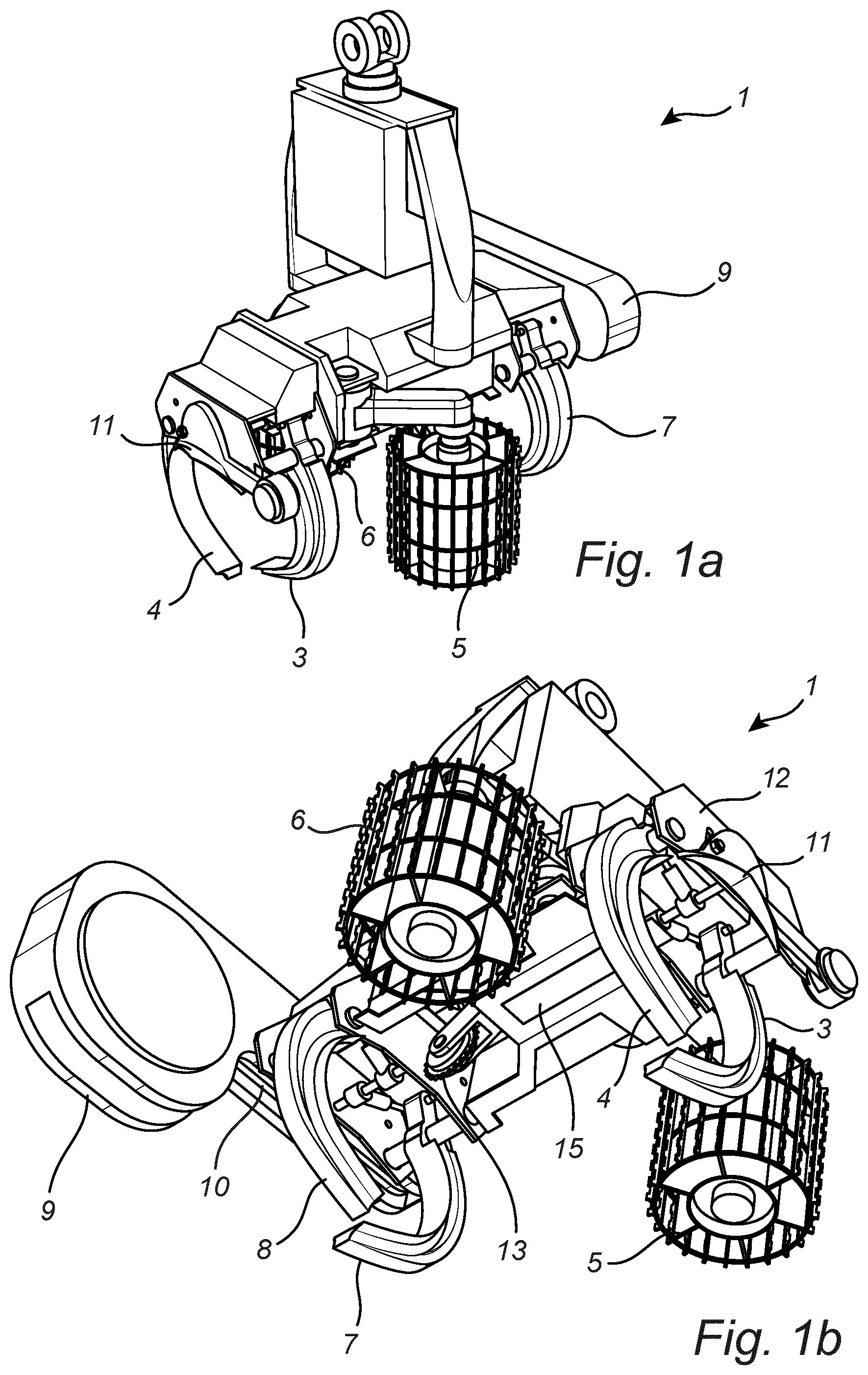 Patent US12317787 Figure 1 – Harvesting head for forestry and a method for determining a thickness of a tree trunk in a harvesting head for forestry