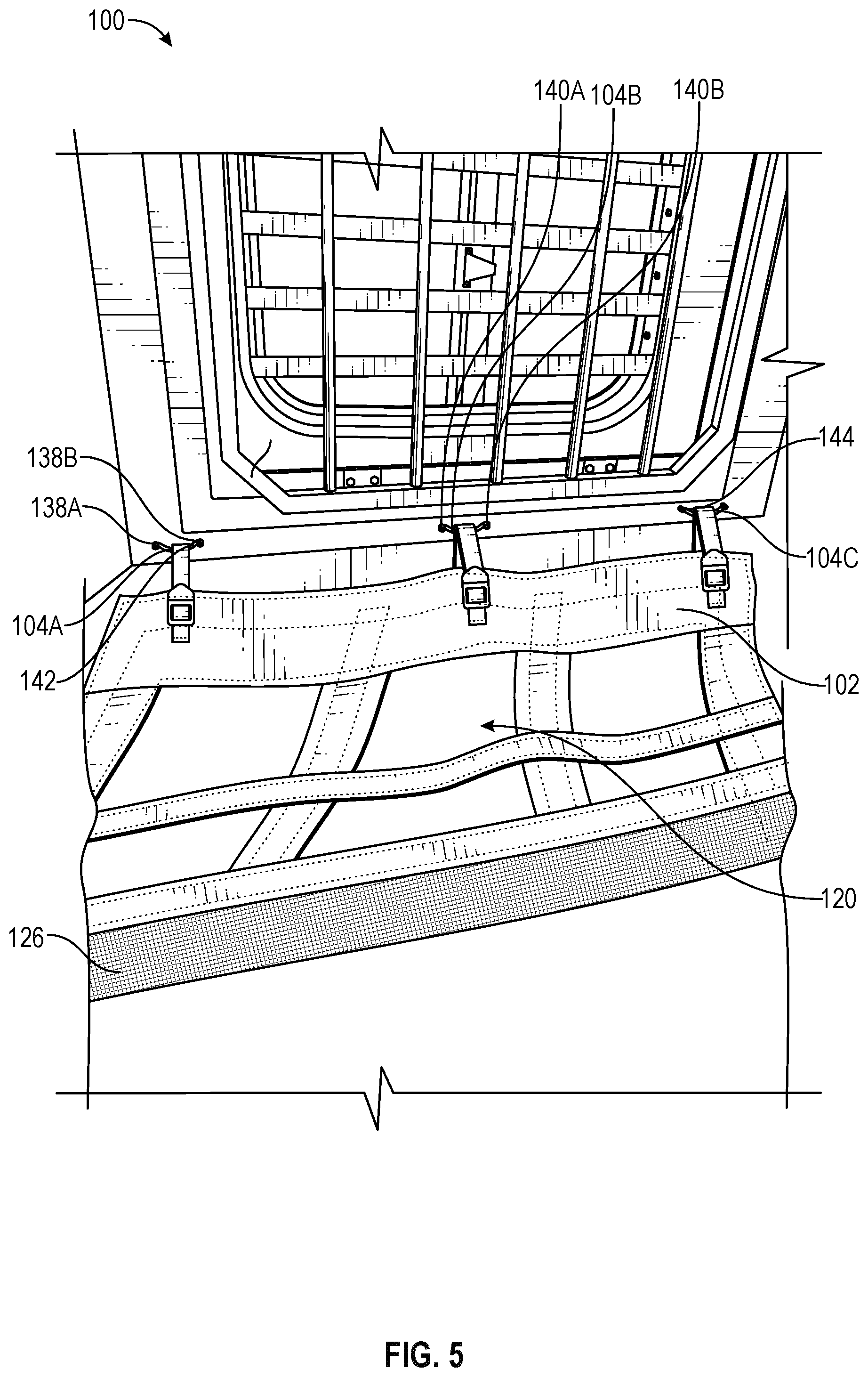 Patent US12317856 Figure 4 – Removably attachable manger cover and system for horse trailers