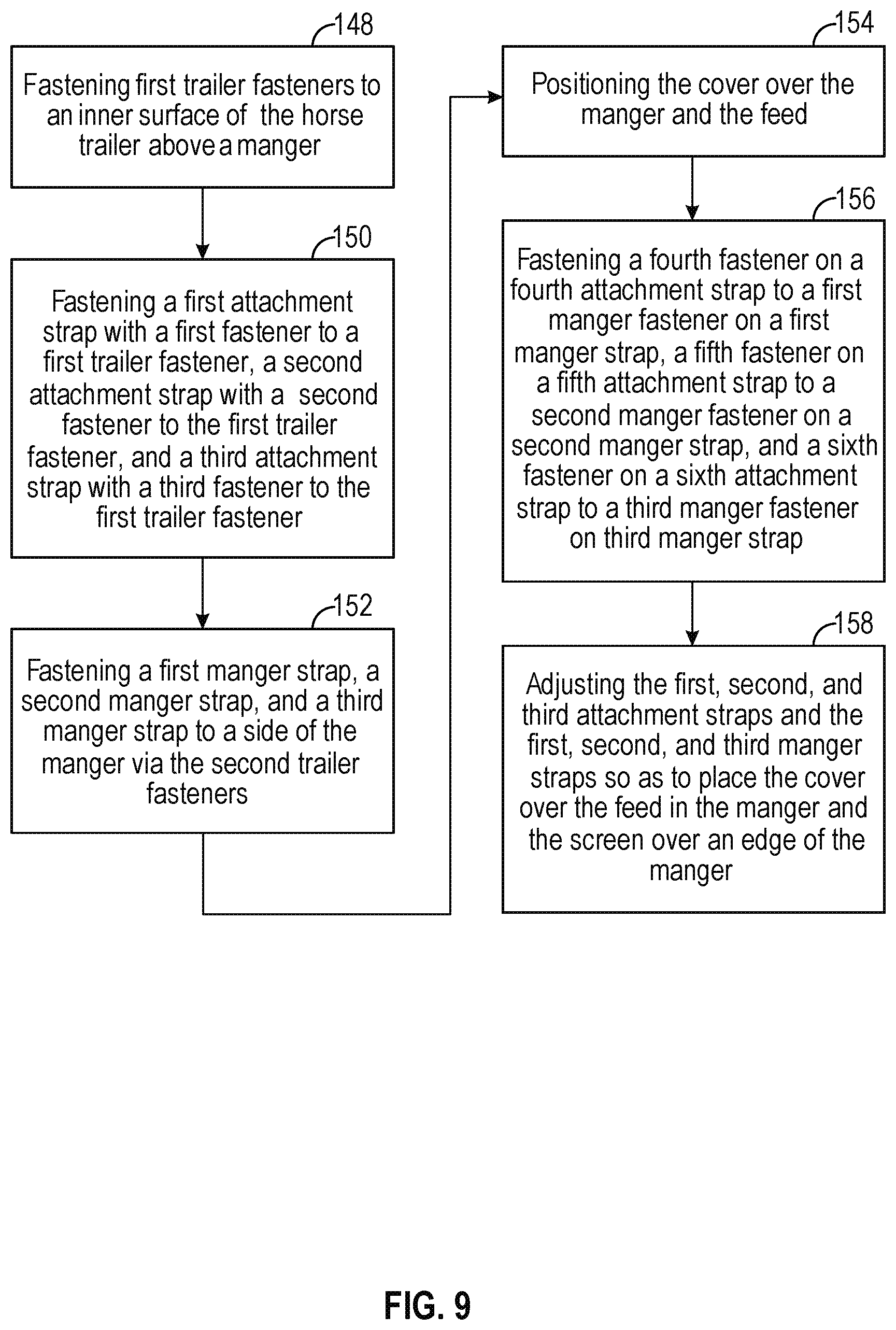 Patent US12317856 Figure 8 – Removably attachable manger cover and system for horse trailers
