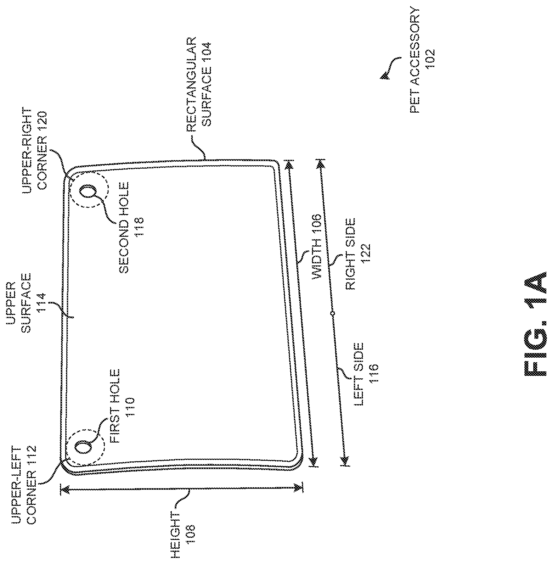 Patent US12317869 Figure 1 – Wall mounted pet accessory to prevent liquid and residue accumulation behind a feeding container