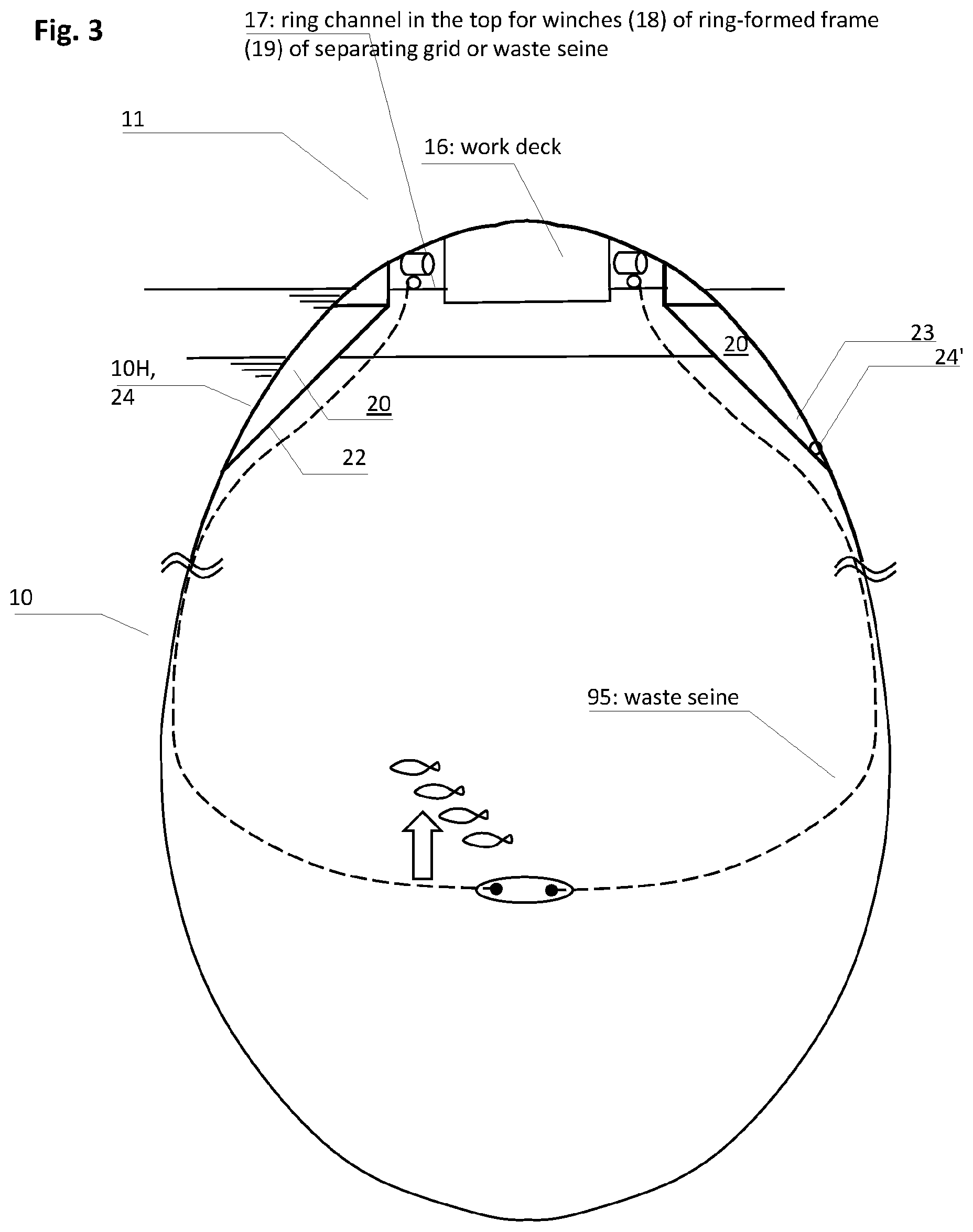 Patent US12317873 Figure 3 – Fish farming tank with an internal buoyancy ballast tank