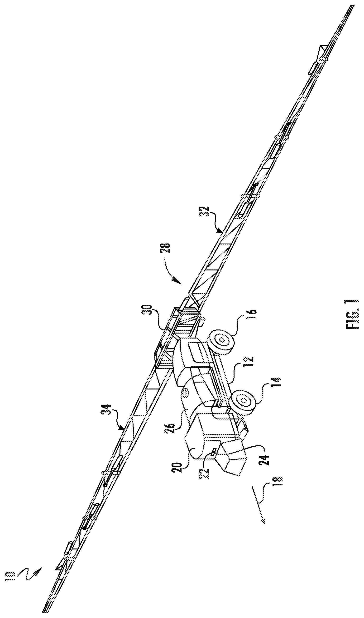 Patent US12317886 Figure 1 – Hydraulic suspension for boom assembly of a work vehicle