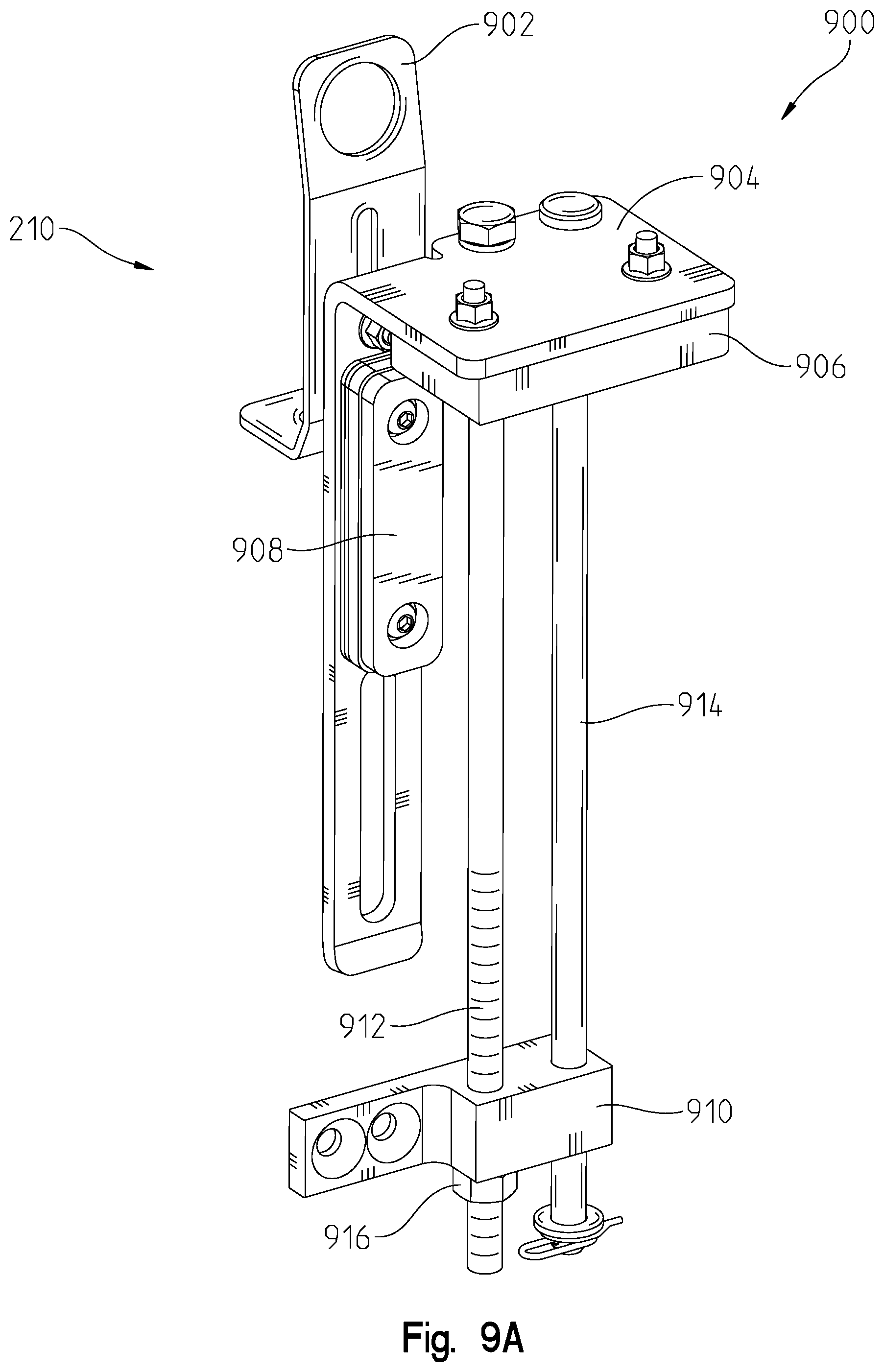 Patent US12317887 Figure 9 – System for adjusting boom hinge rake angle of an agricultural sprayer and method thereof