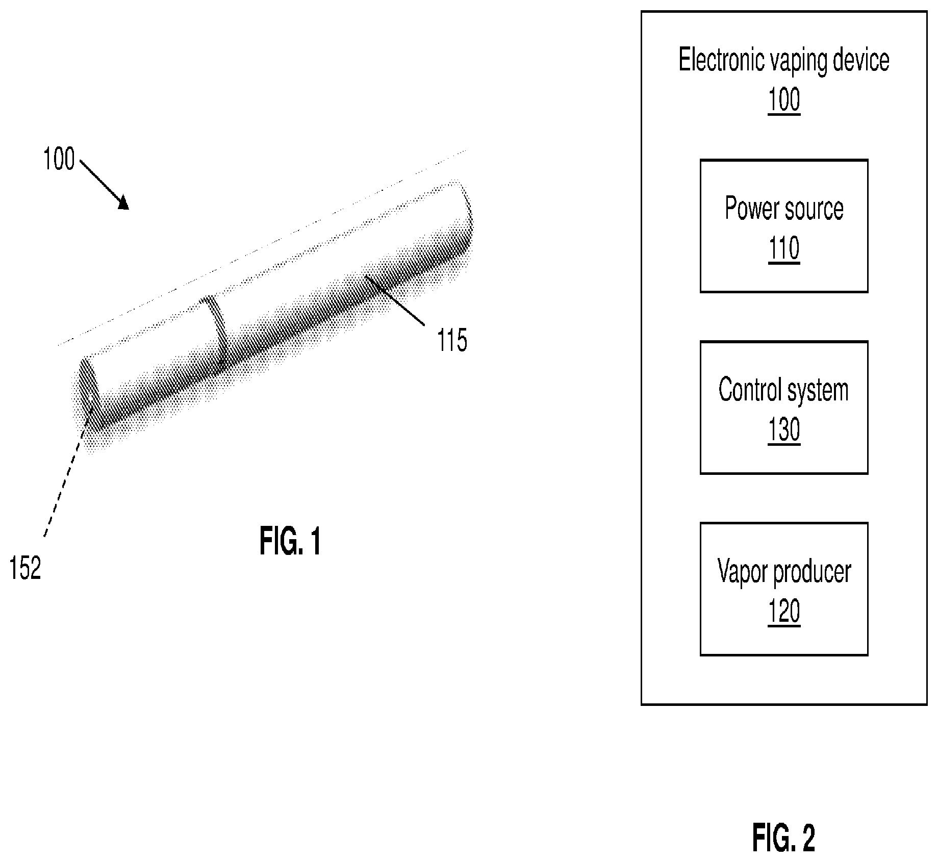 Patent US12317936 Figure 1 – Electronic vaping device