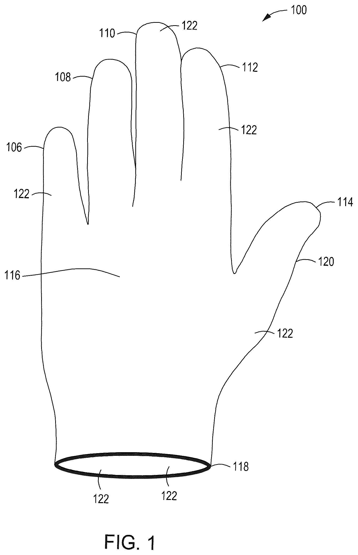 Patent US12317942 Figure 1 – Polyurethane glove