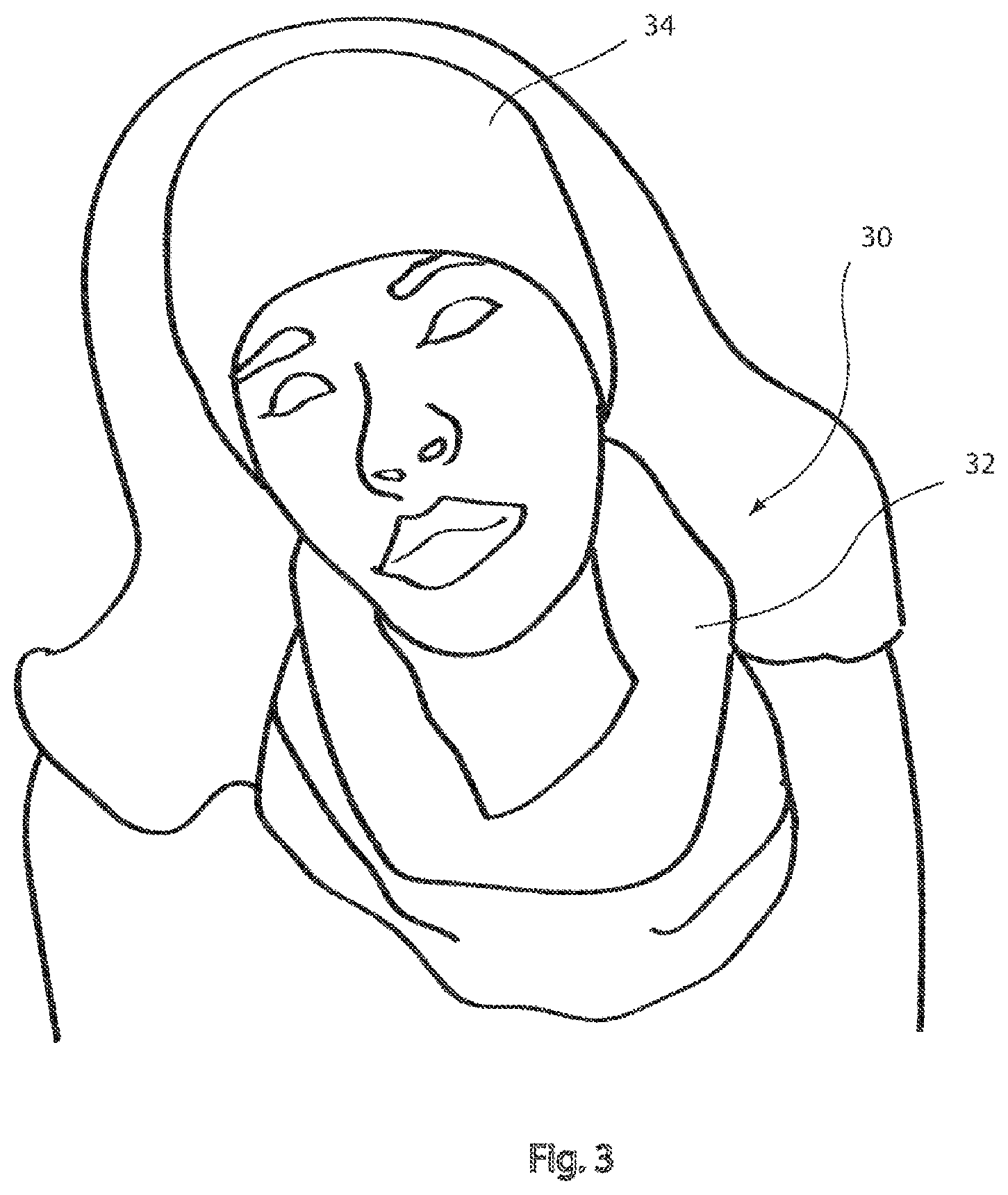 Patent US12317943 Figure 3 – One-piece looped scarf