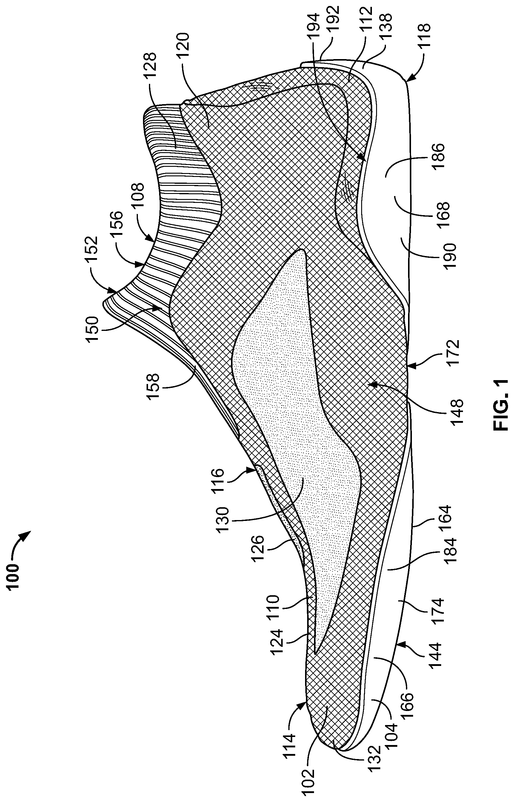 Patent US12317949 — Article of footwear — Figure 1