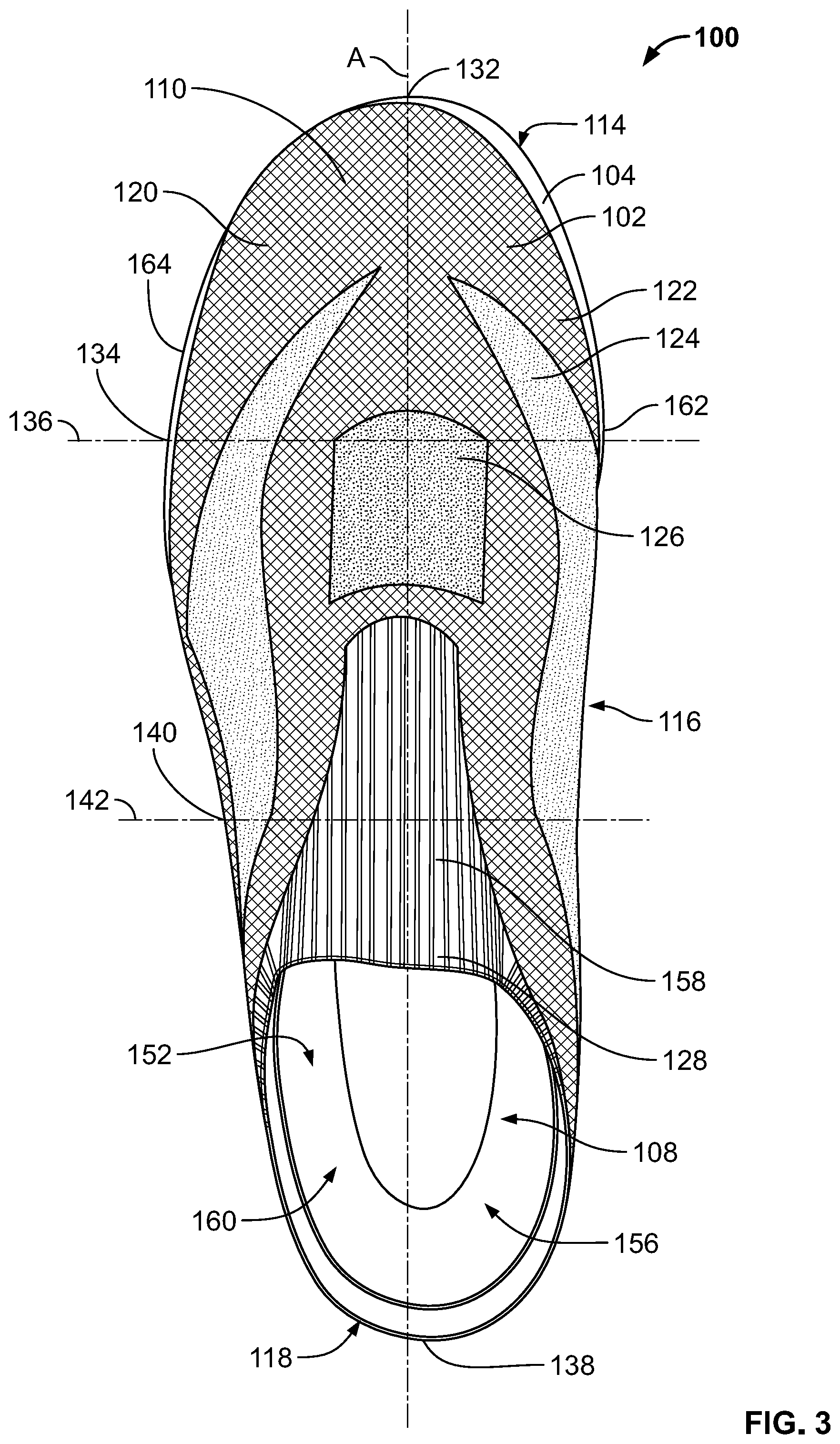 Patent US12317949 Figure 3 – Article of footwear