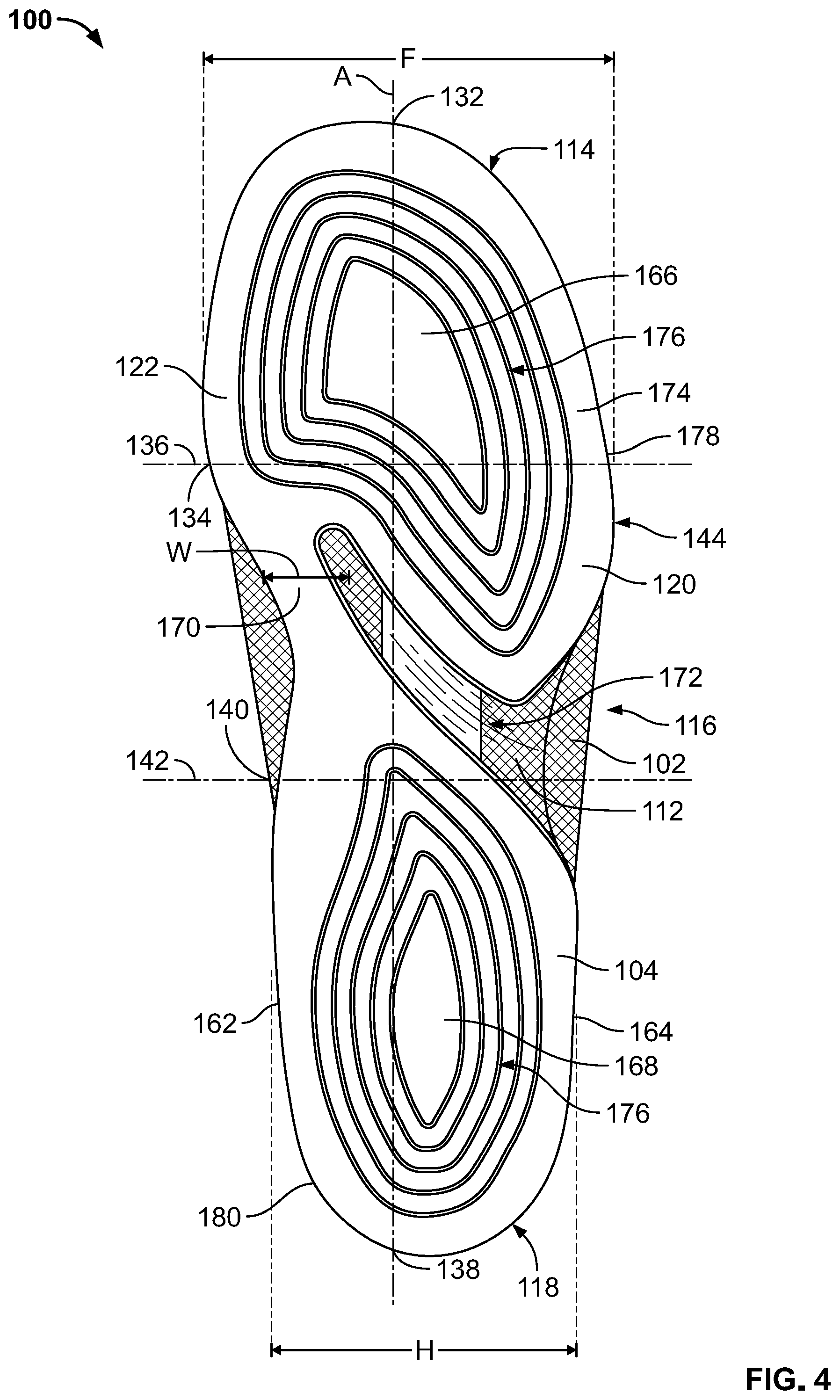 Patent US12317949 Figure 4 – Article of footwear