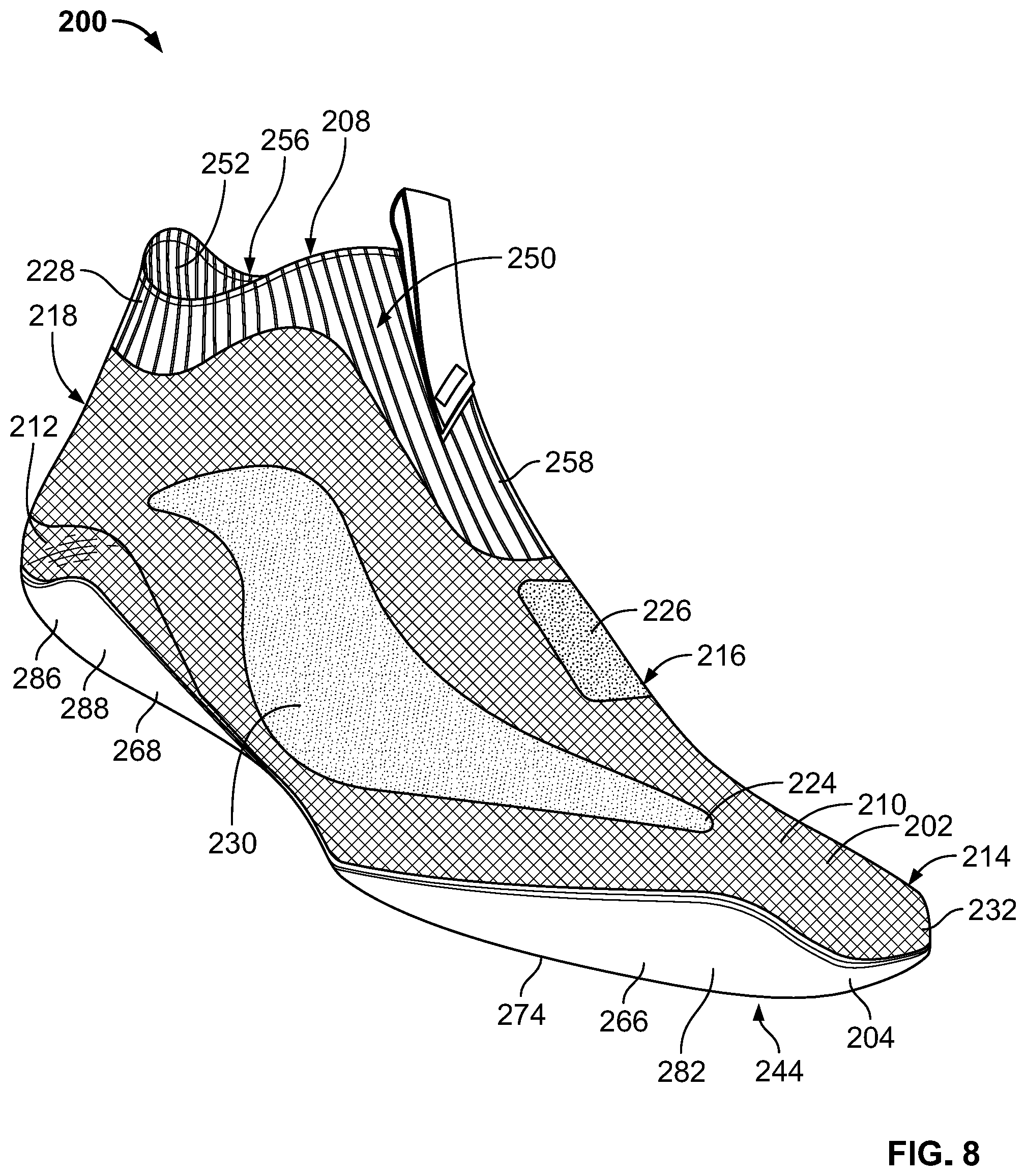 Patent US12317949 Figure 8 – Article of footwear