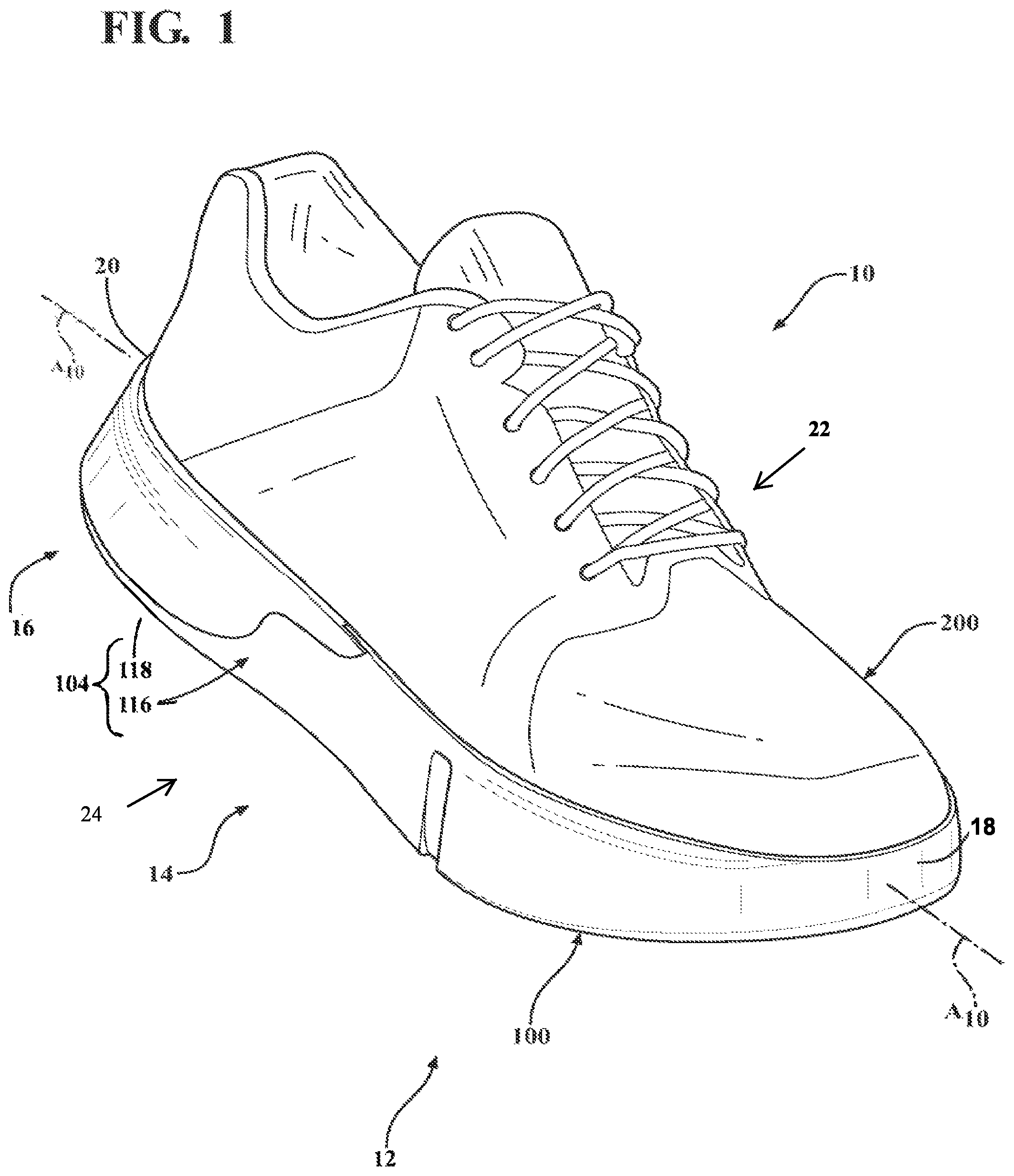 Patent US12317951 Figure 1 – Sole structure for article of footwear