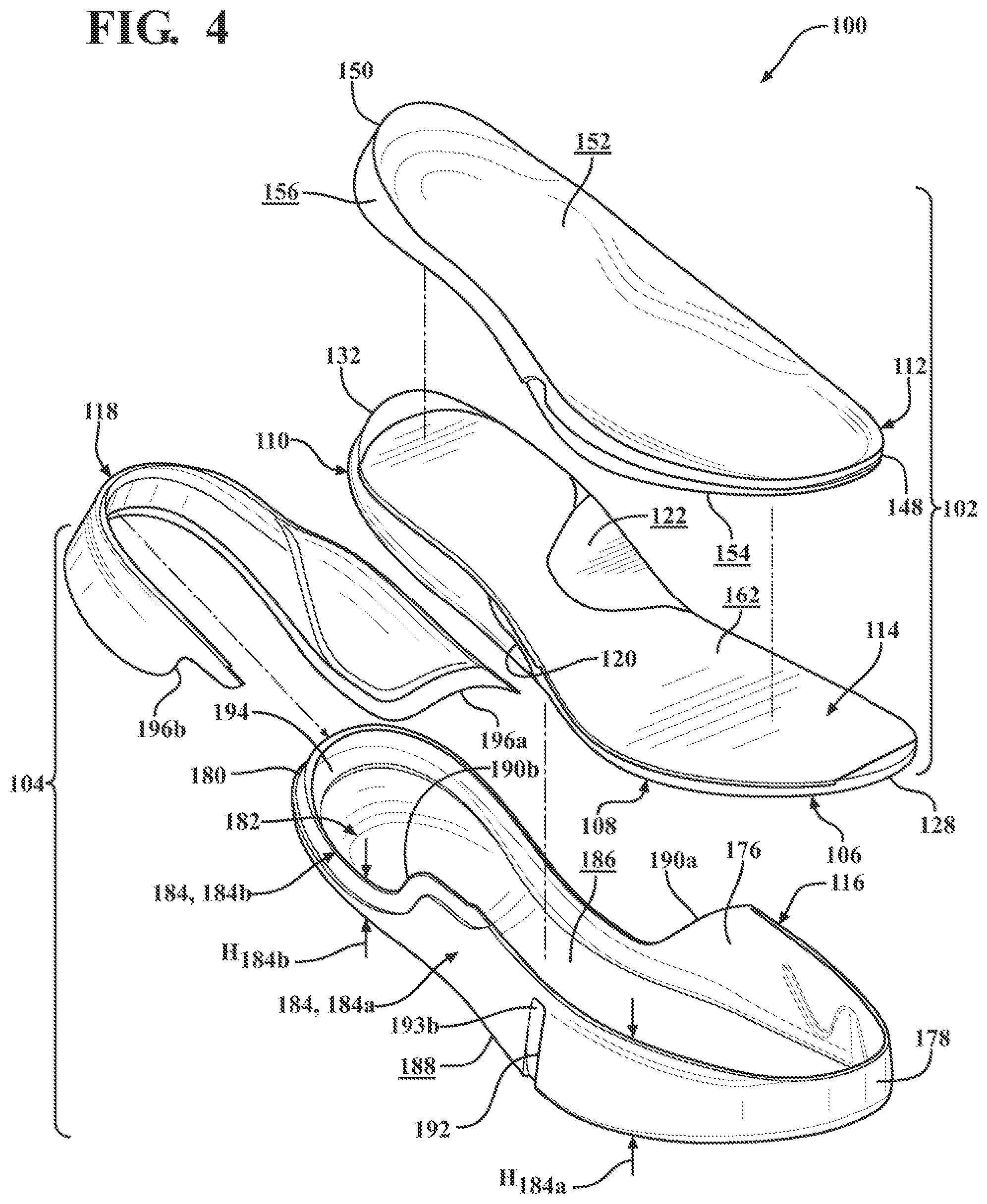 Patent US12317951 Figure 4 – Sole structure for article of footwear