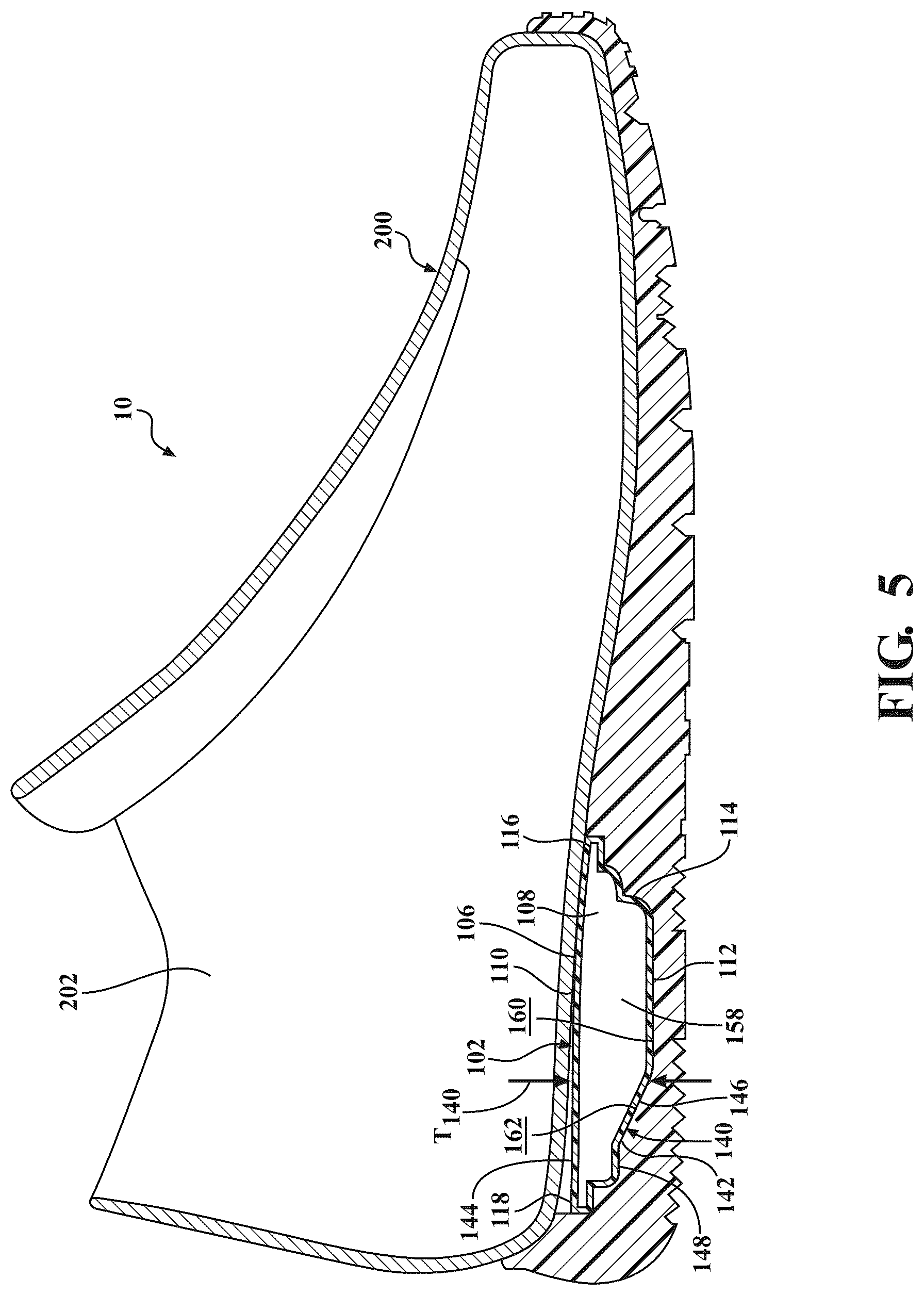 Patent US12317952 Figure 5 – Bladder and sole structure for article of footwear