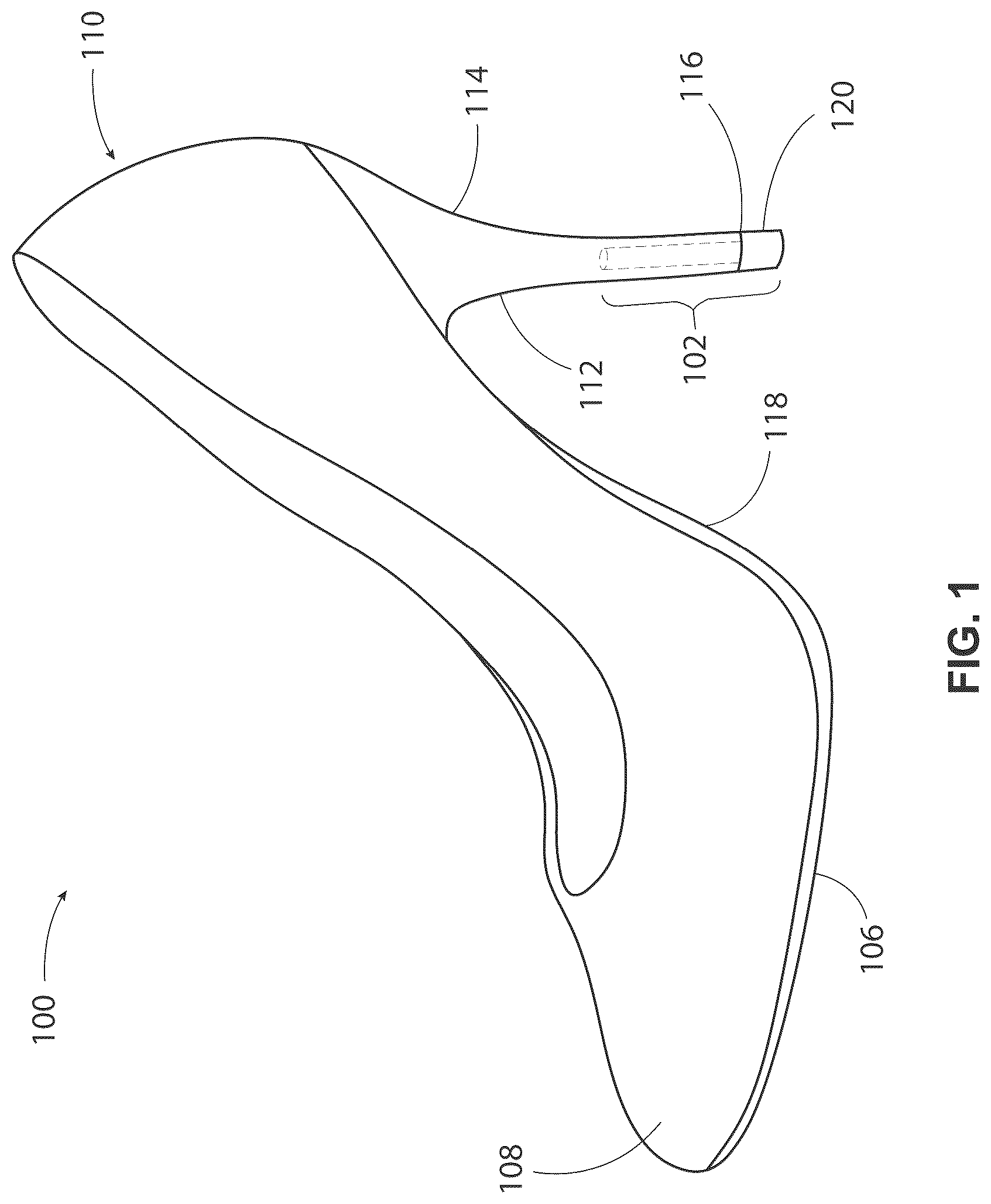 Patent US12317954 Figure 1 – Heel tip cushion with anchoring mechanism inside heel stem