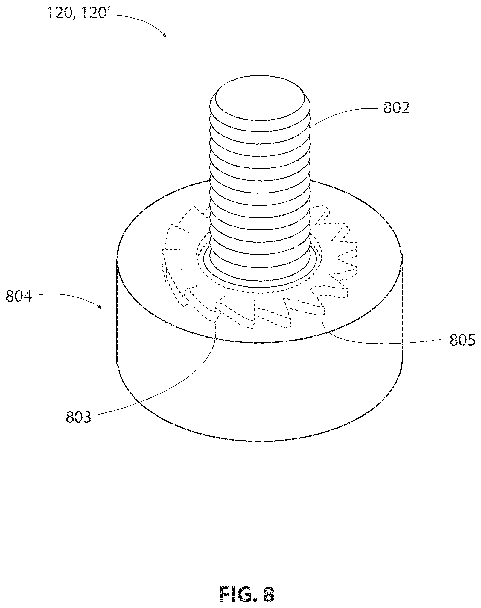 Patent US12317954 Figure 8 – Heel tip cushion with anchoring mechanism inside heel stem
