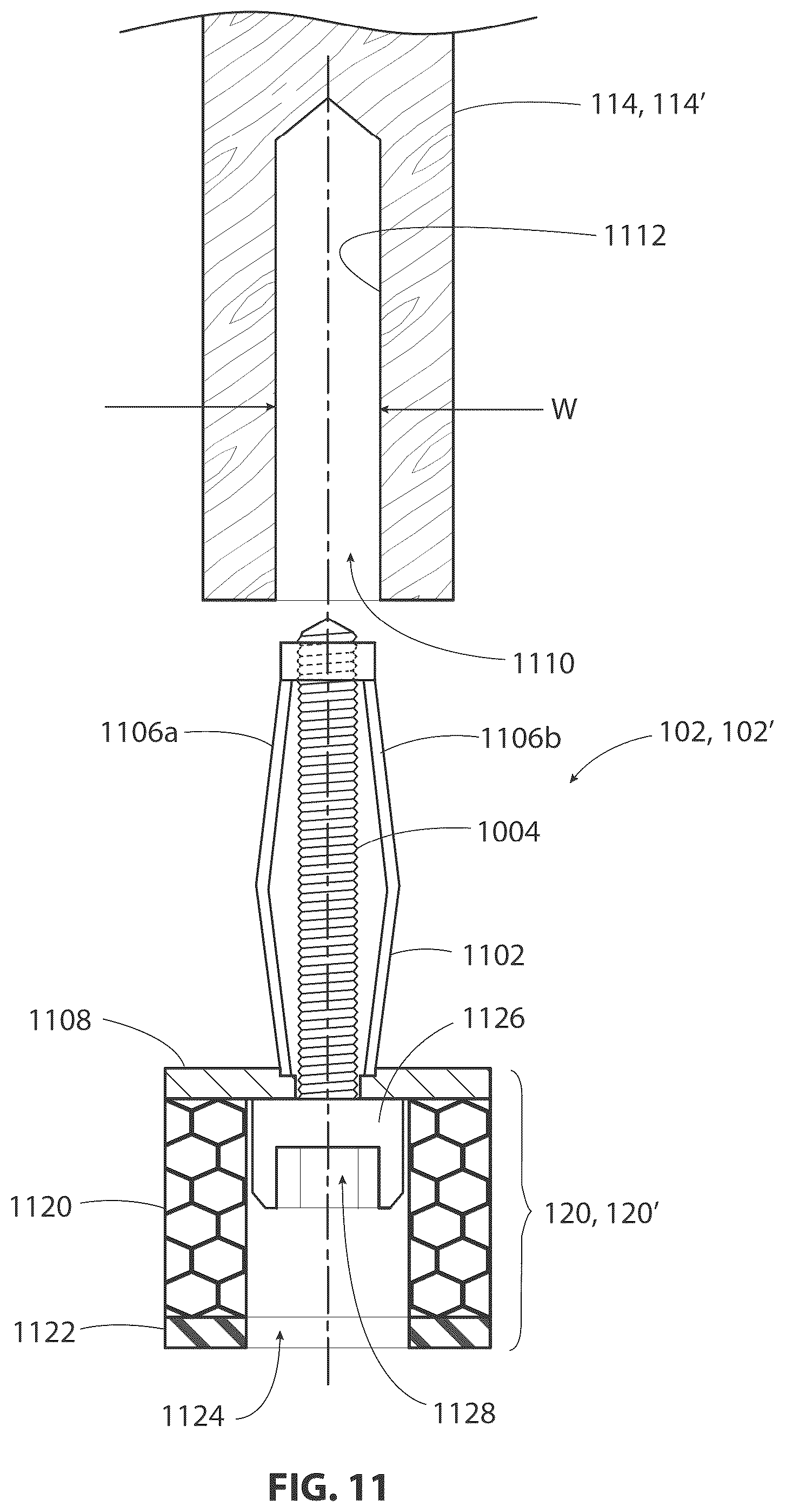 Patent US12317954 Figure 11 – Heel tip cushion with anchoring mechanism inside heel stem