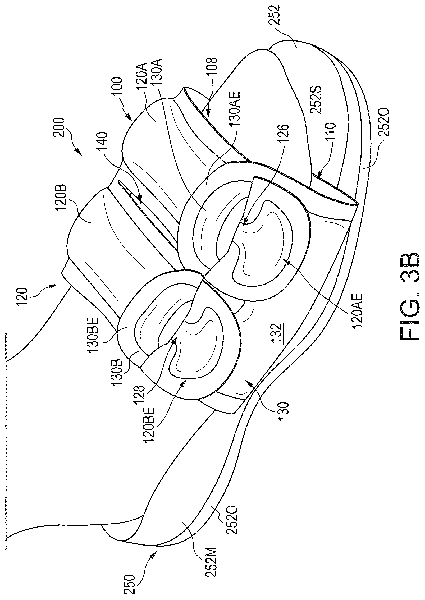Patent US12317957 Figure 4 – Bladders and footwear incorporating bladders in the foot supports and uppers