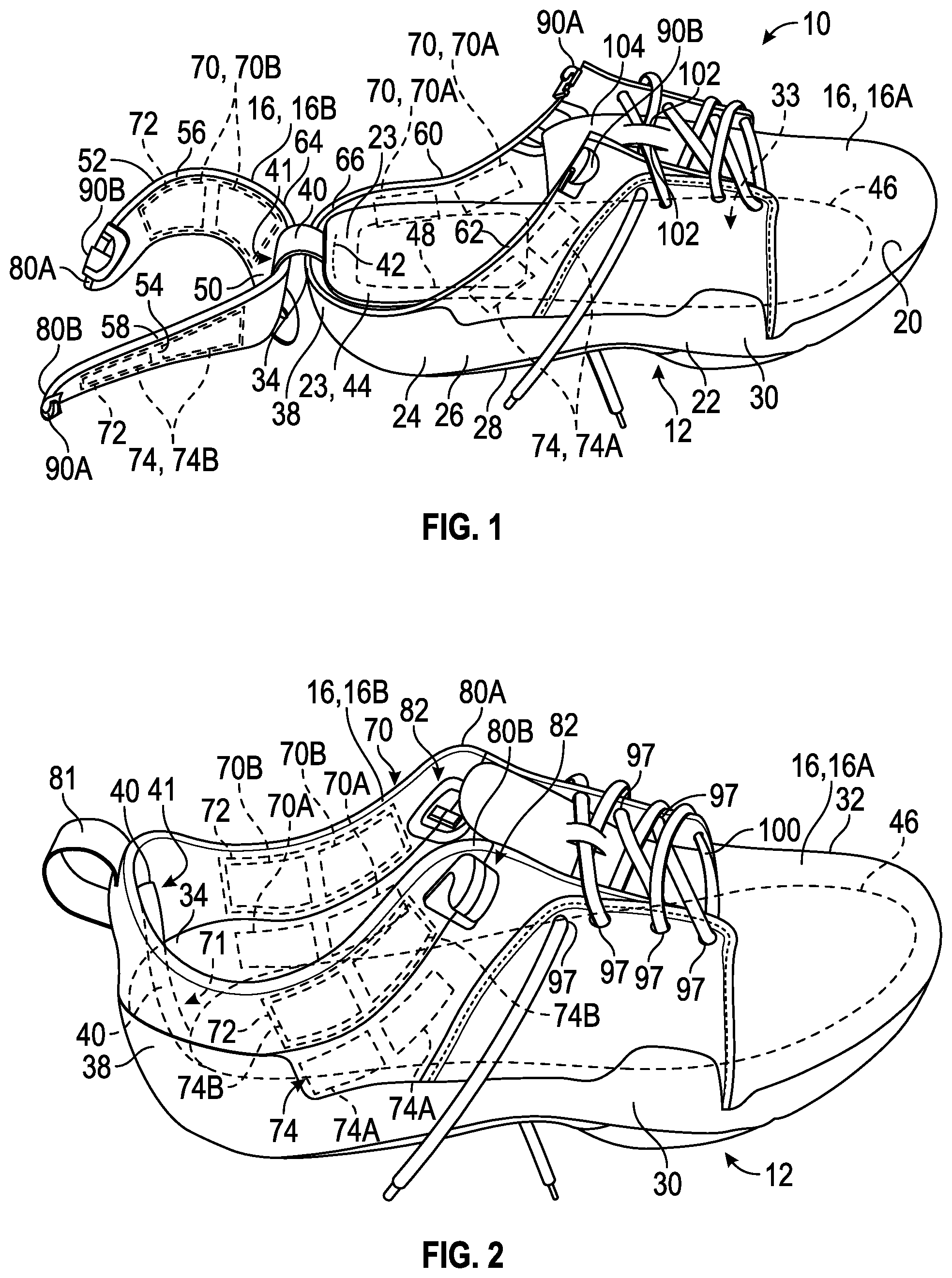 Patent US12317960 Figure 1 – Rear access article of footwear with movable heel portion