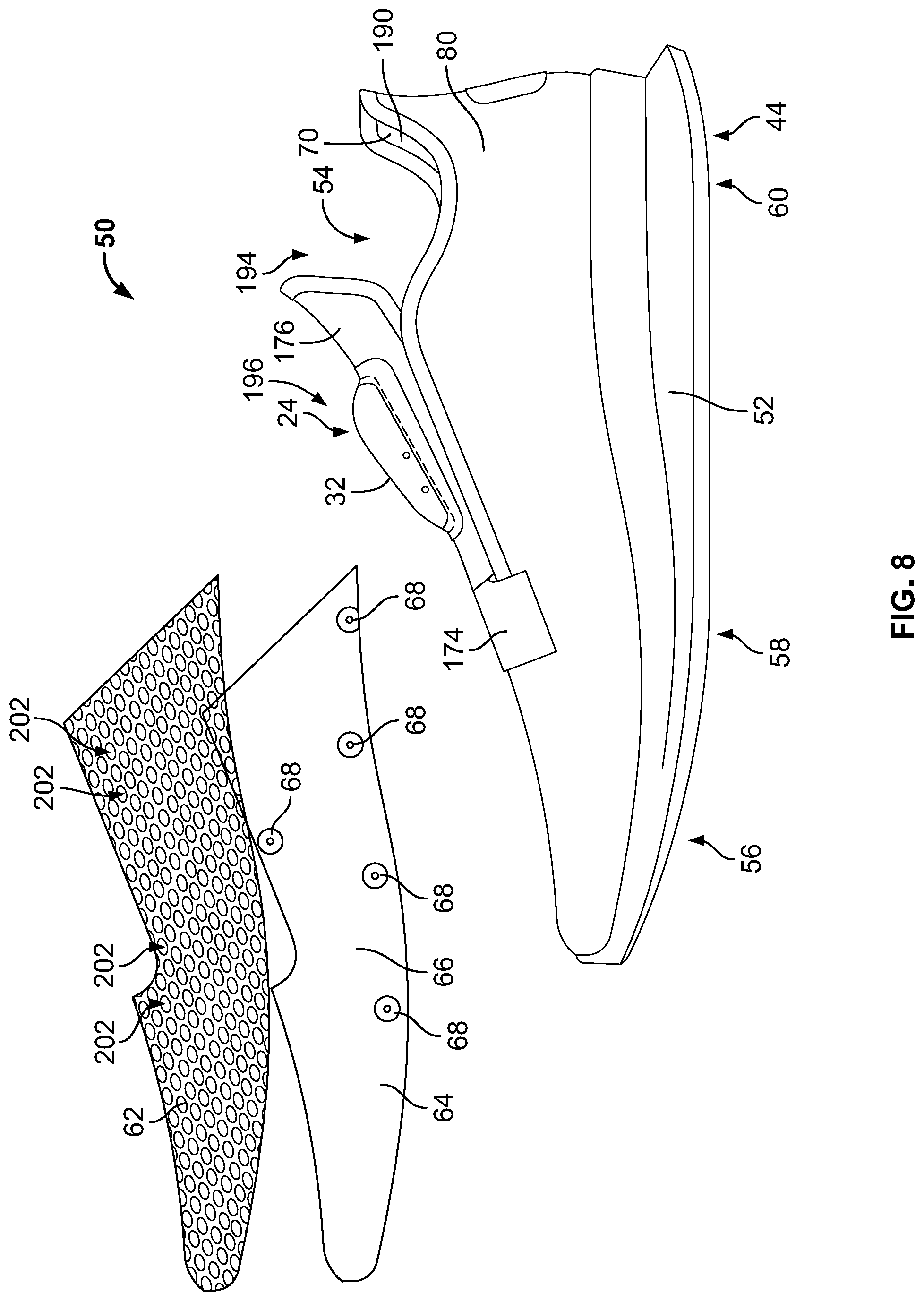 Patent US12317963 Figure 6 – Article of footwear having an automatic lacing system