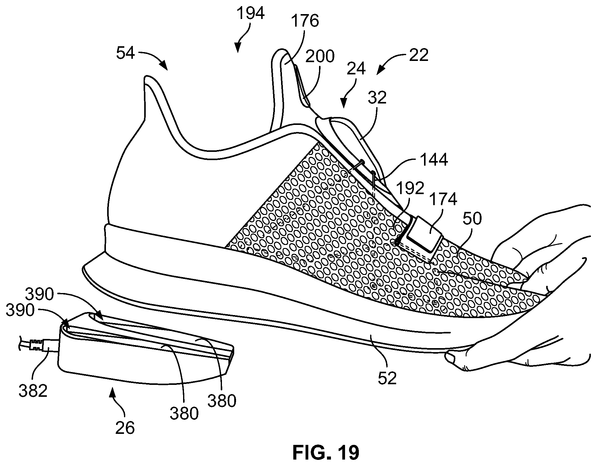 Patent US12317963 Figure 19 – Article of footwear having an automatic lacing system