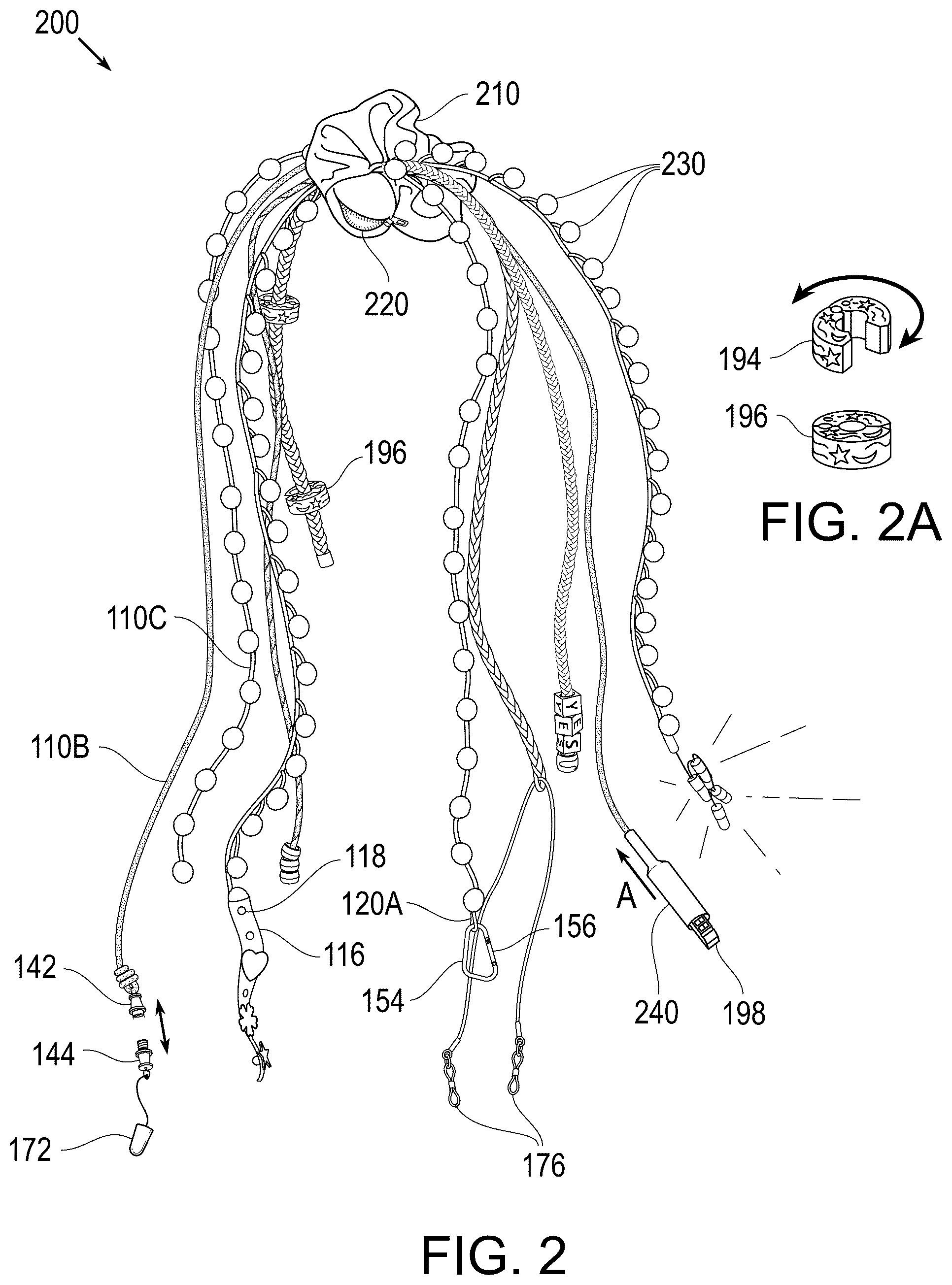 Patent US12317968 Figure 2 – Accessory for wear having plural tails