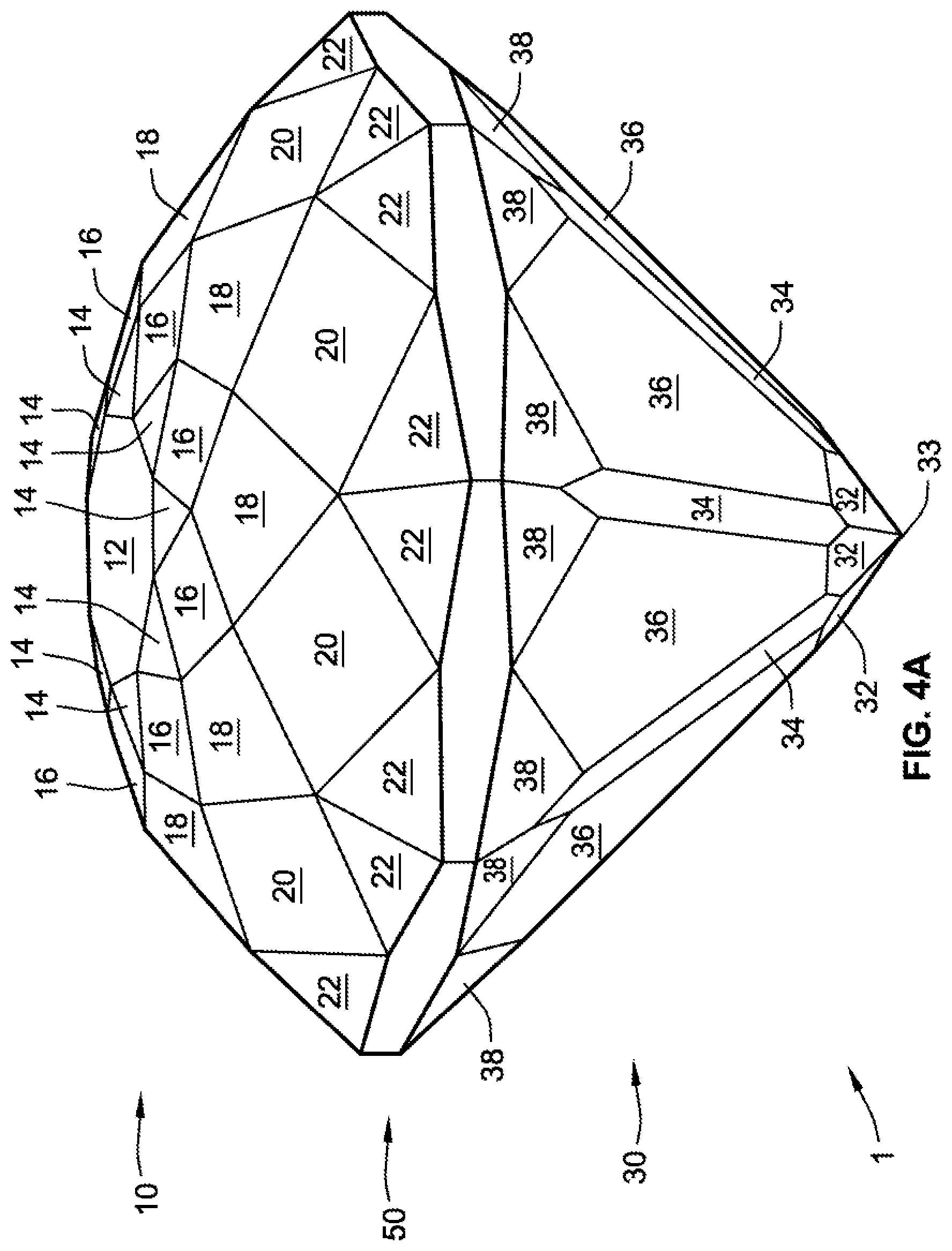 Patent US12317969 Figure 4 – Gemstone and methods of cutting the same