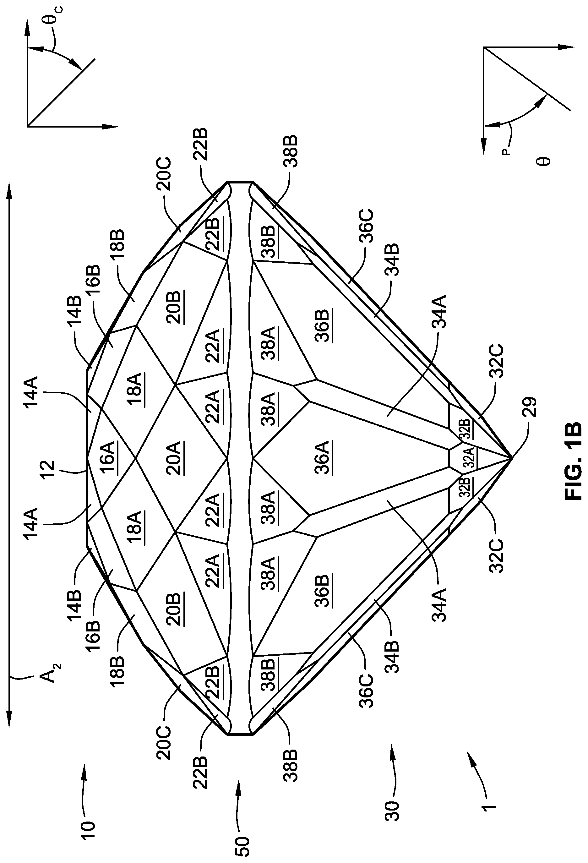 Patent US12317970 Figure 2 – Gemstone and methods of cutting the same