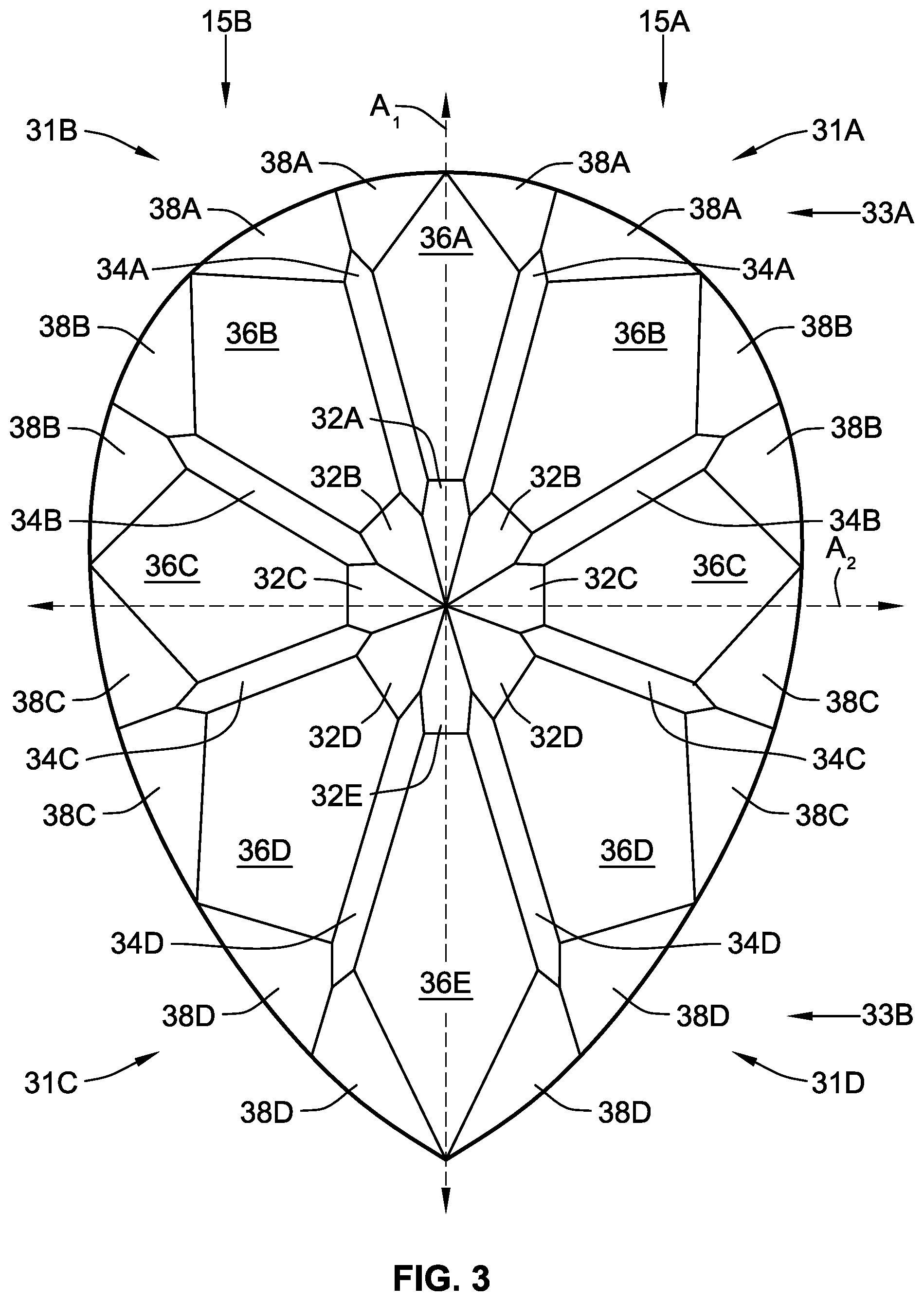 Patent US12317970 Figure 4 – Gemstone and methods of cutting the same