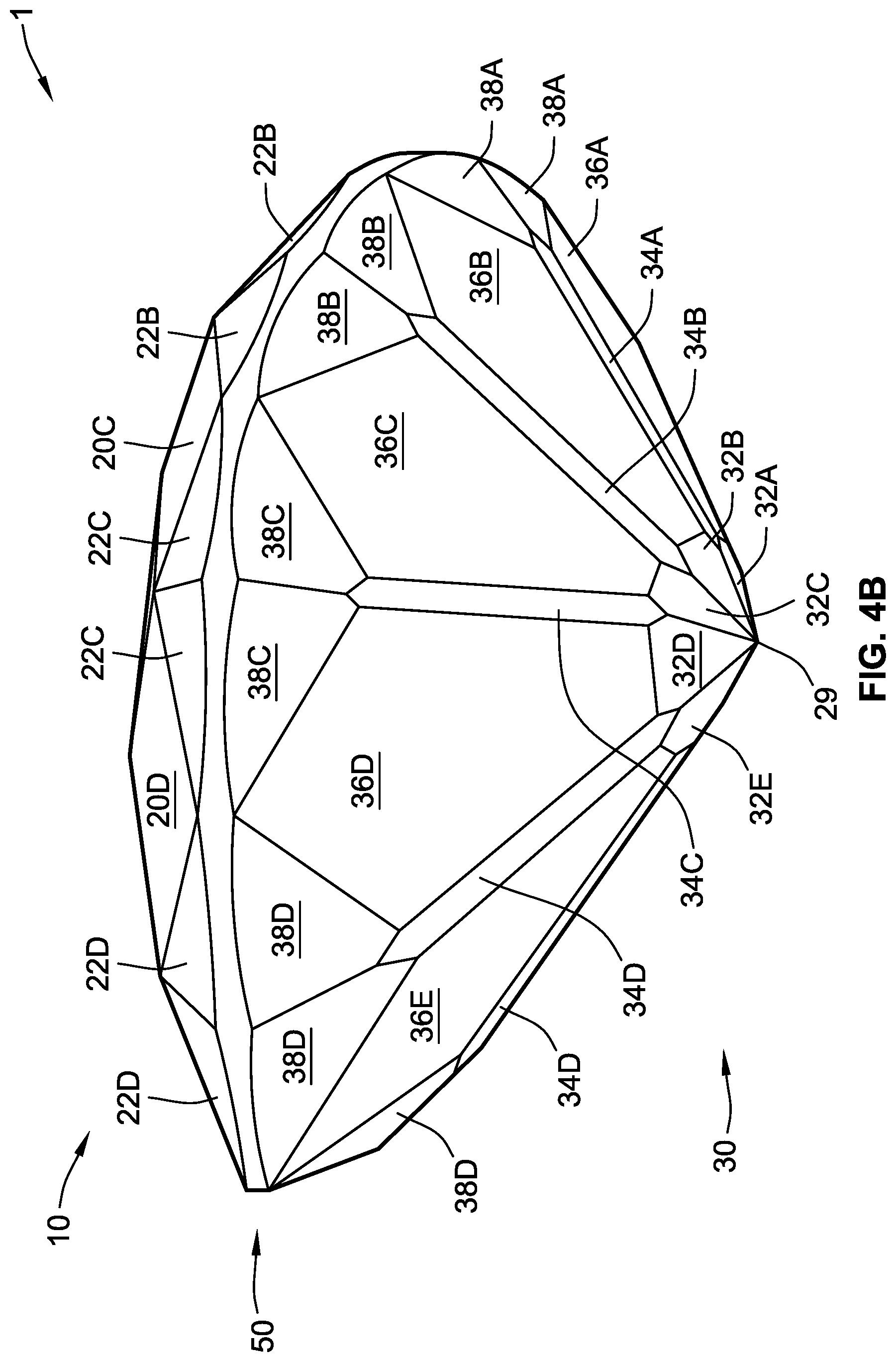 Patent US12317970 Figure 6 – Gemstone and methods of cutting the same