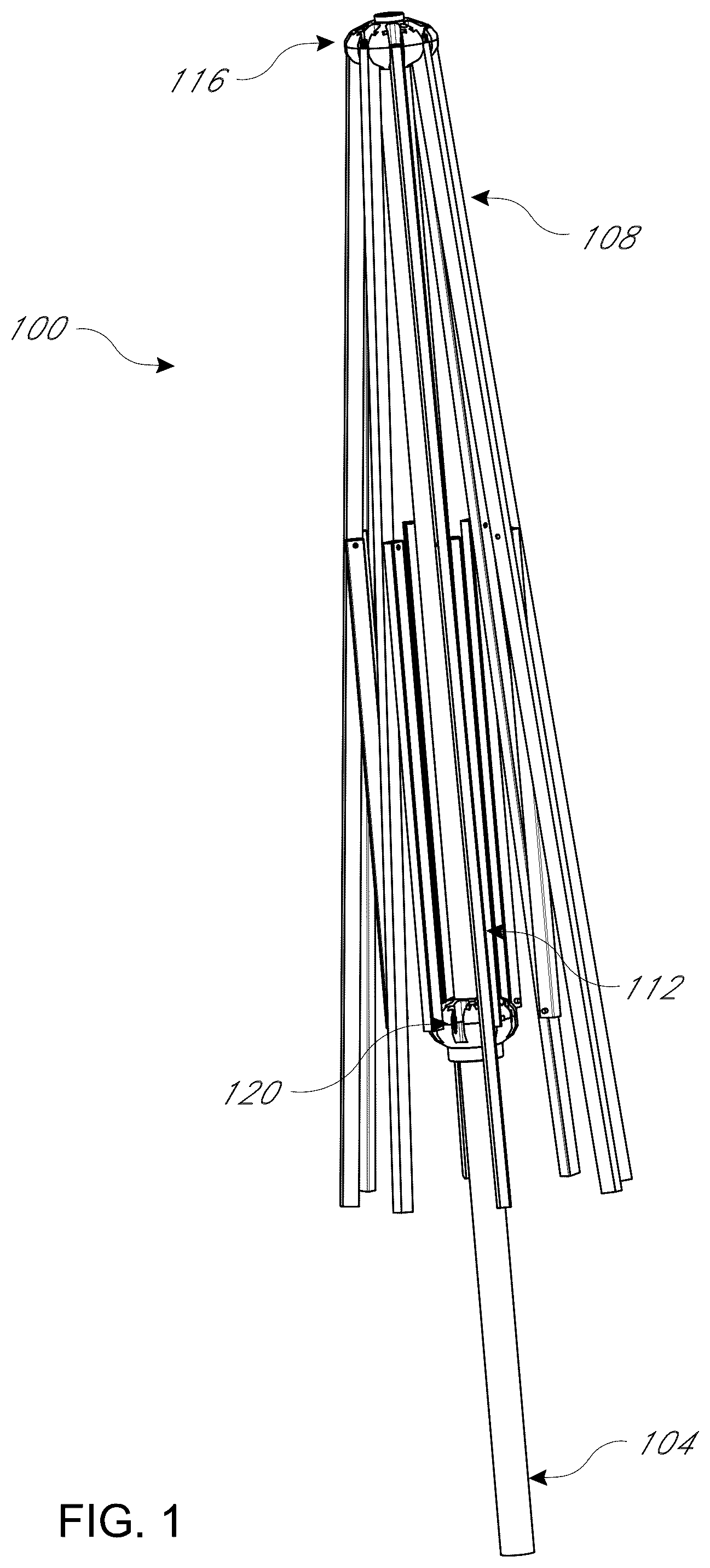 Patent US12317976 Figure 1 – Shade structure assemblies and components