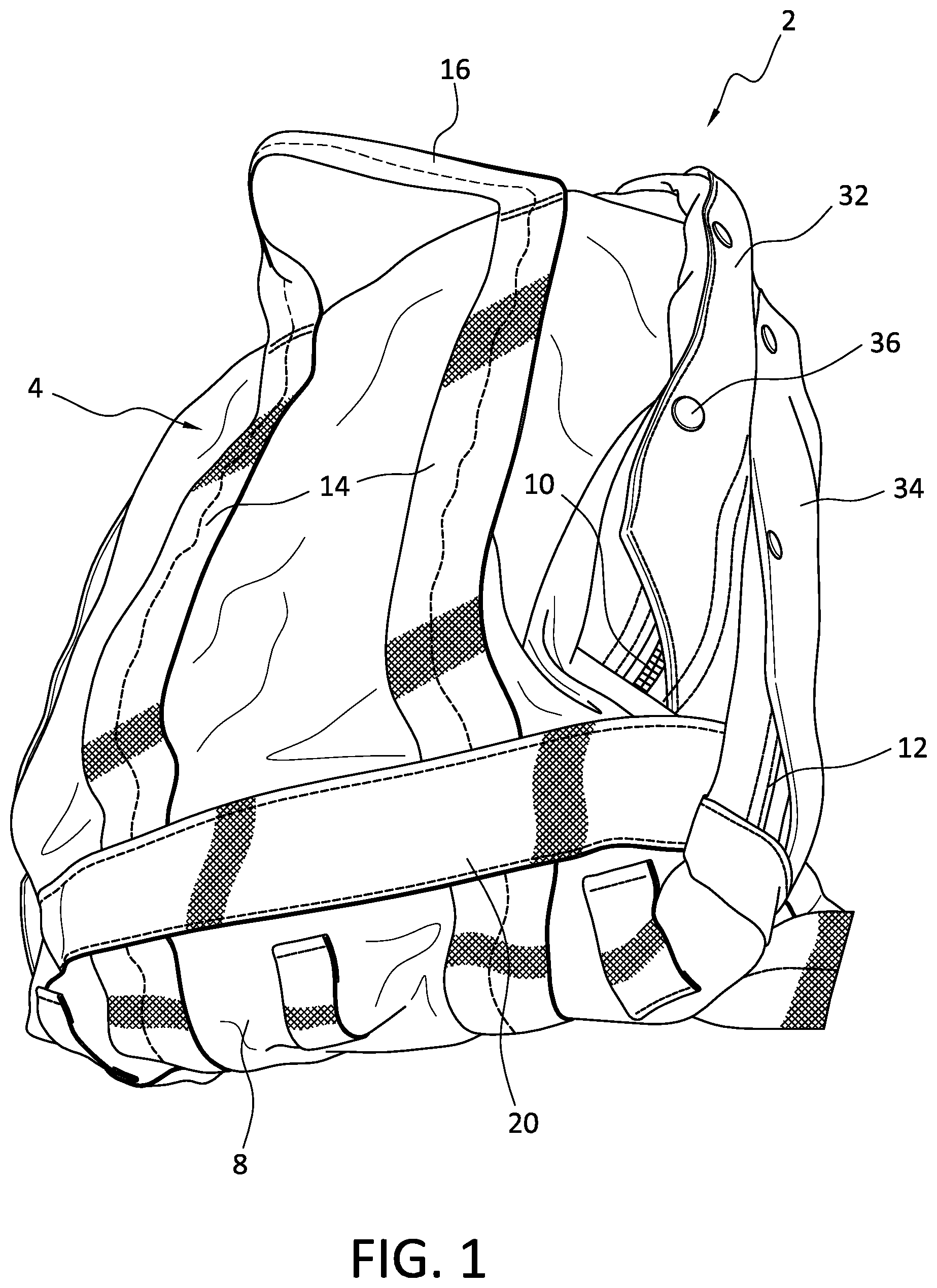 Patent US12317989 Figure 1 – Bag in particular a backpack for placement in an aircraft ejection seat