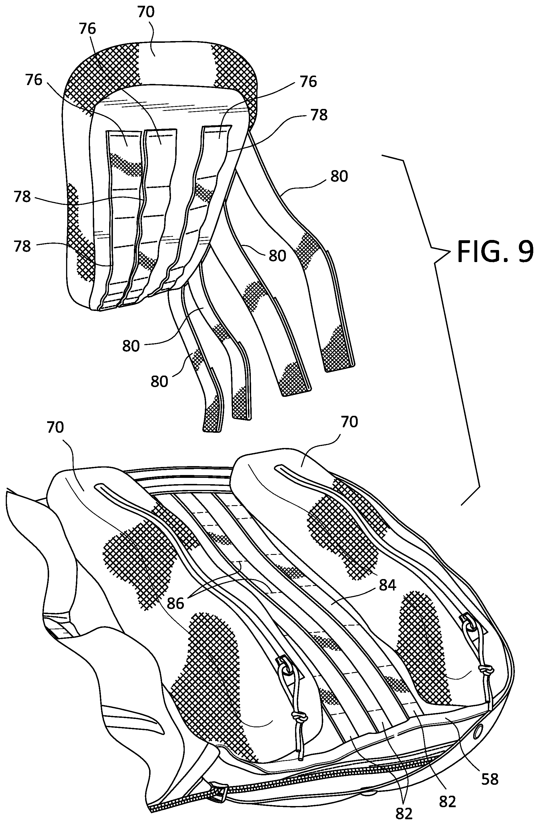 Patent US12317989 Figure 8 – Bag in particular a backpack for placement in an aircraft ejection seat