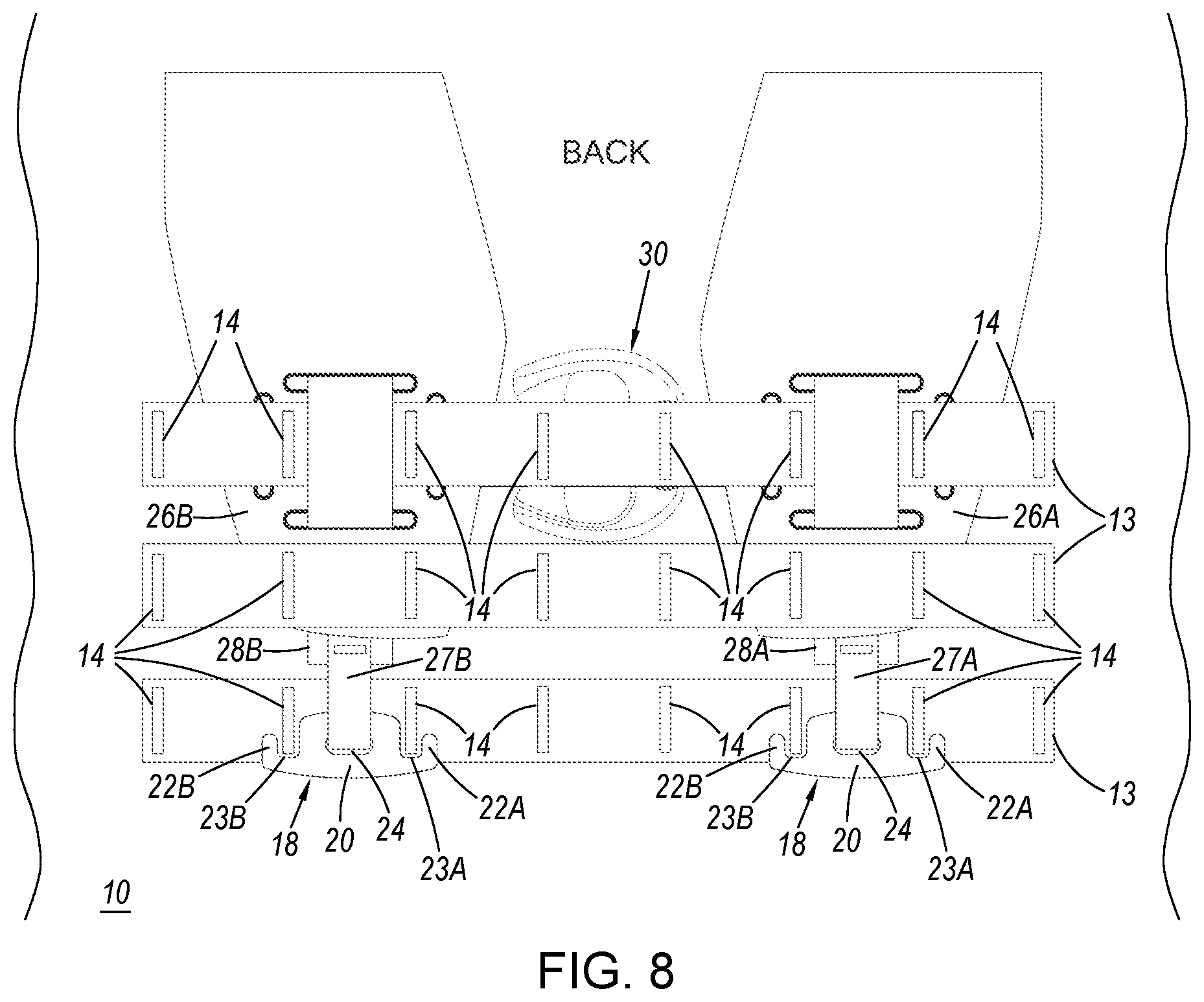 Patent US12317991 Figure 5 – Hook arrangement for load-carrying garments