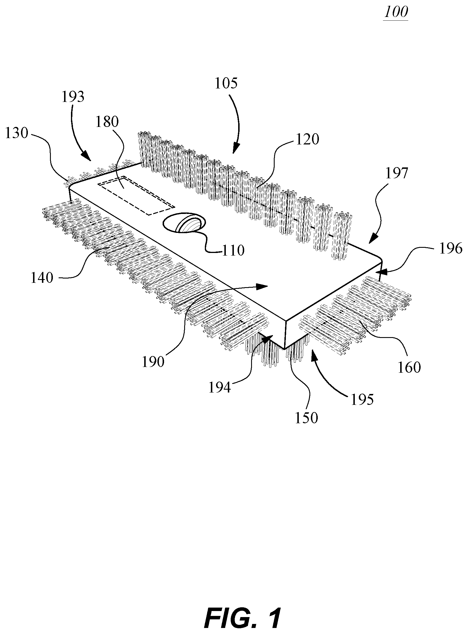 Patent US12317992 Figure 1 – Universal gutter guard cleaning brush