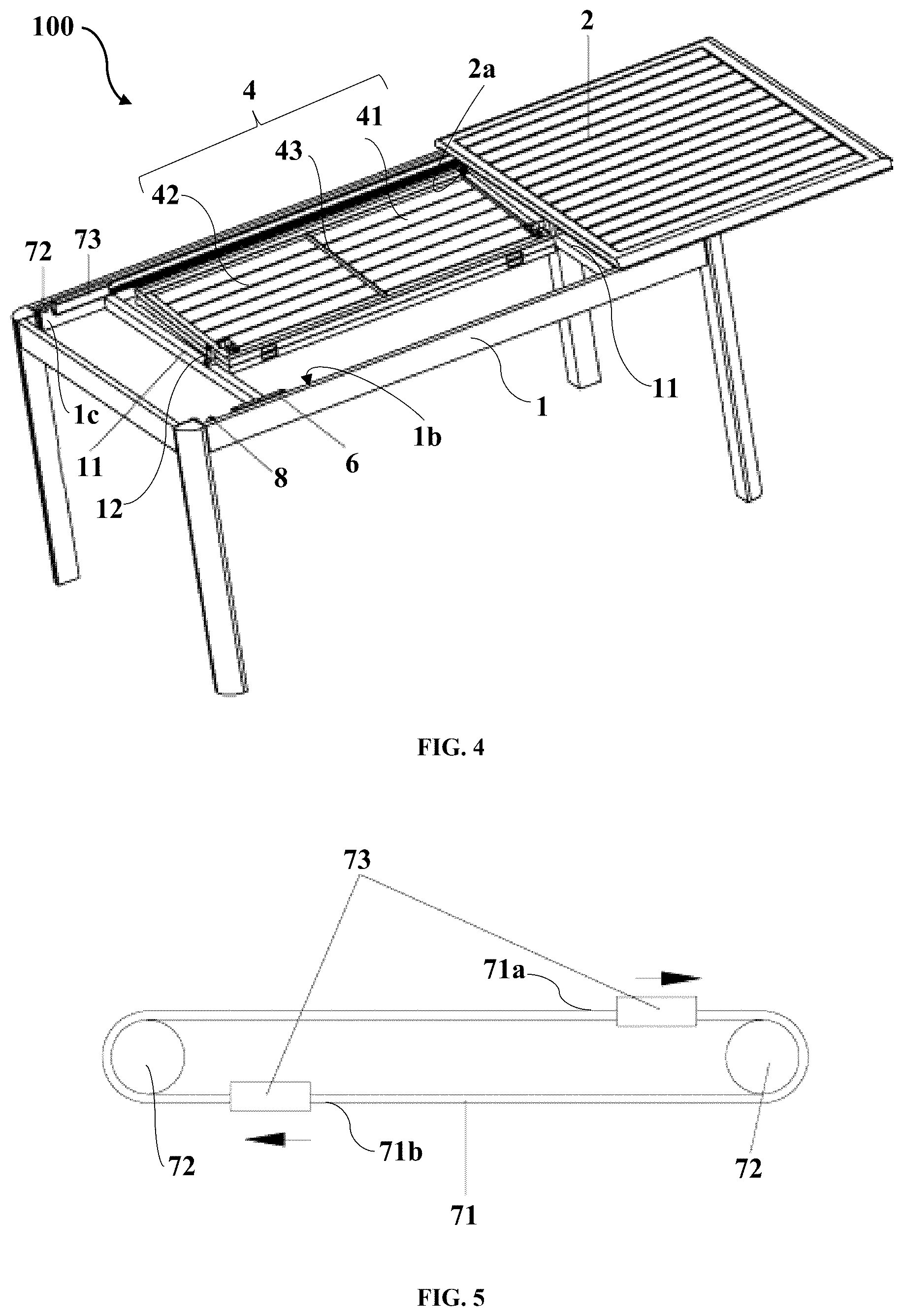 Patent US12317993 Figure 4 – Pull-out table with single slide rail