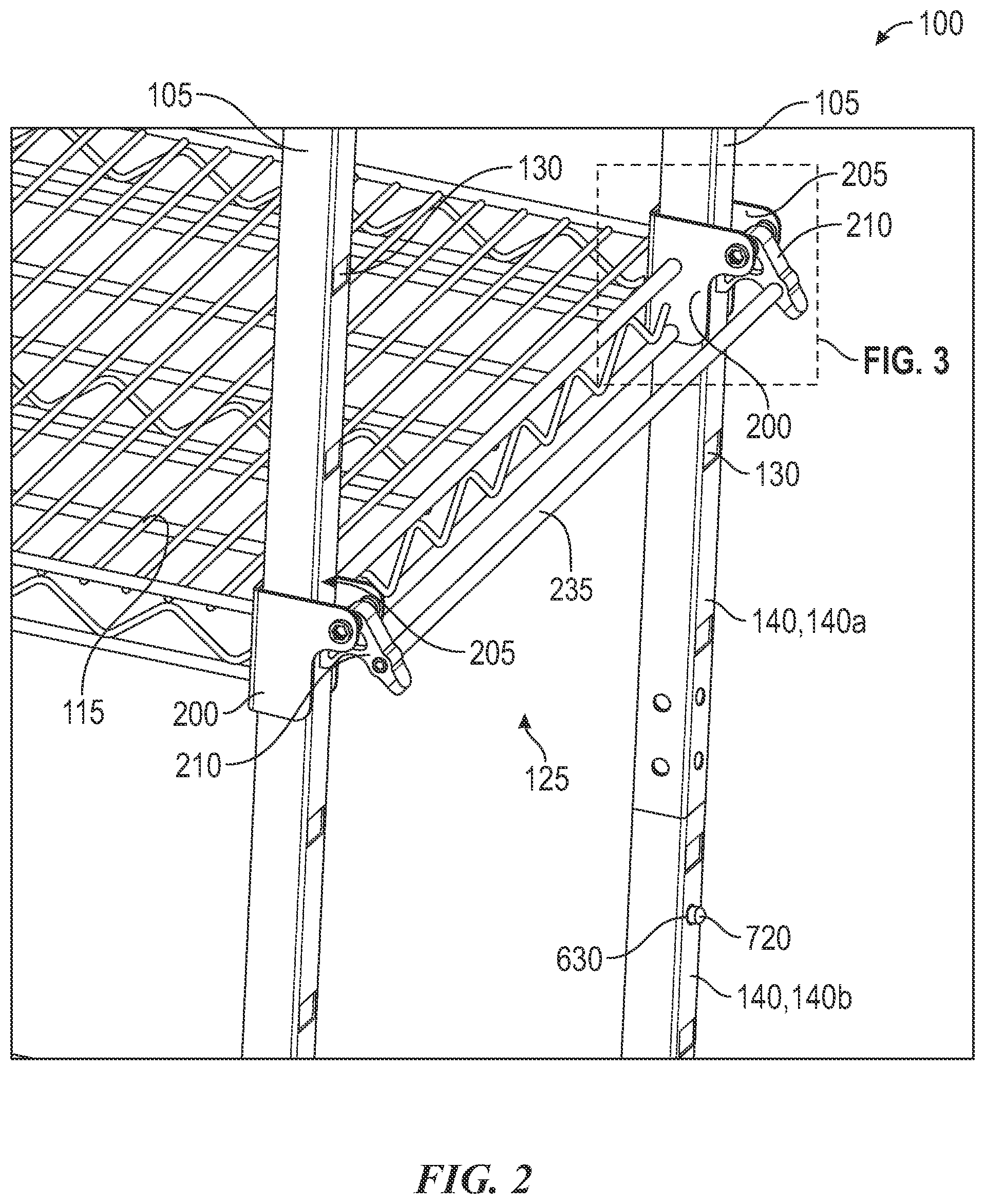 Patent US12317997 Figure 2 – Adjustable shelving systems and methods