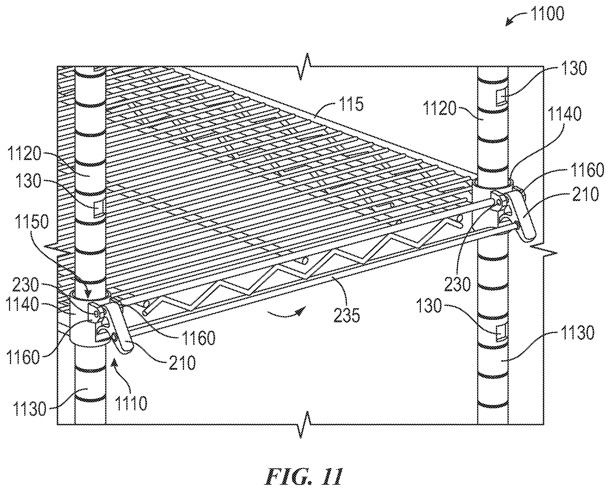 Patent US12317997 Figure 11 – Adjustable shelving systems and methods