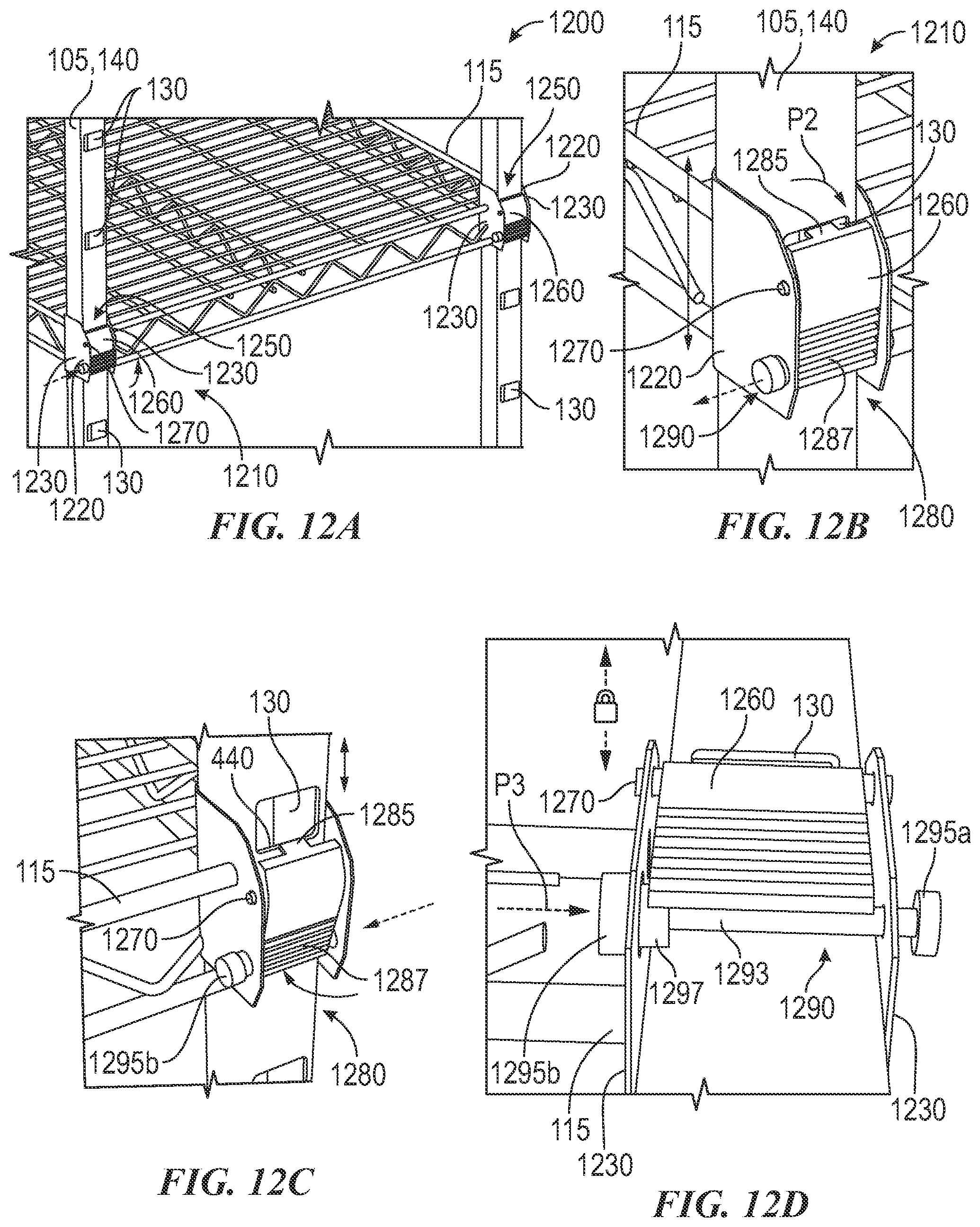 Patent US12317997 Figure 12 – Adjustable shelving systems and methods