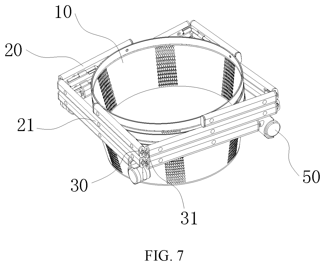 Patent US12317999 Figure 7 – Twistable and stackable shelf and connecting device thereof
