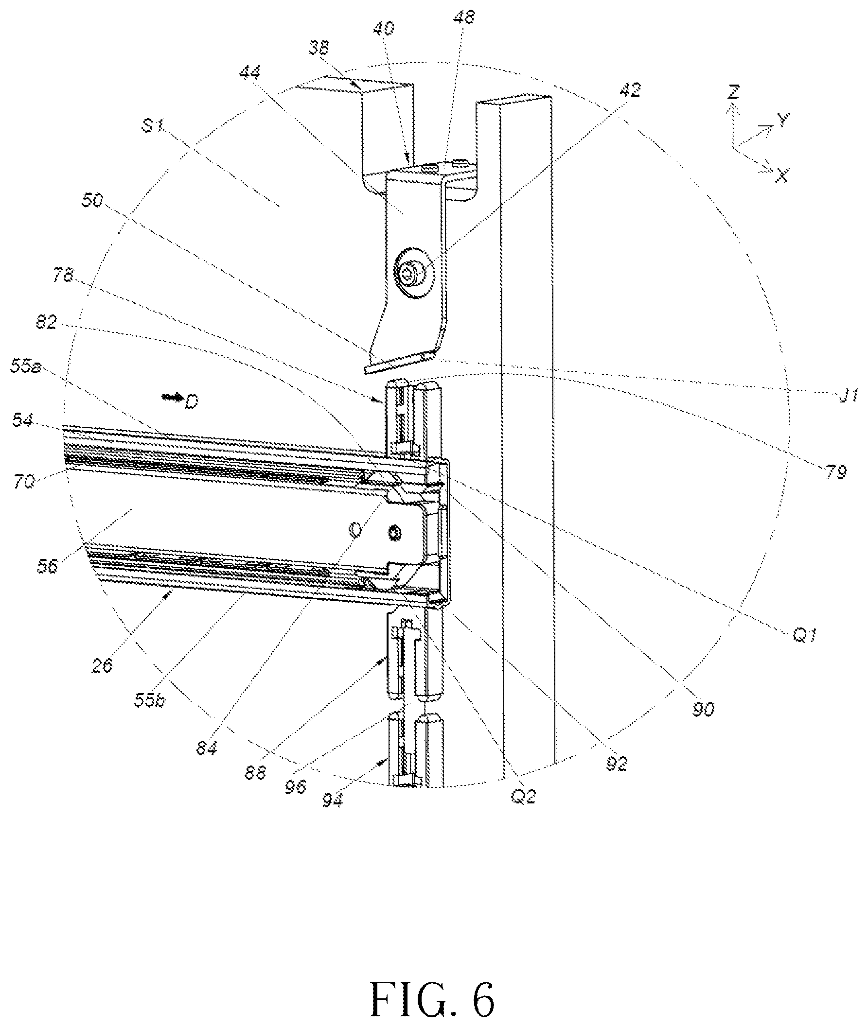 Patent US12318000 Figure 6 – Slide rail mechanism