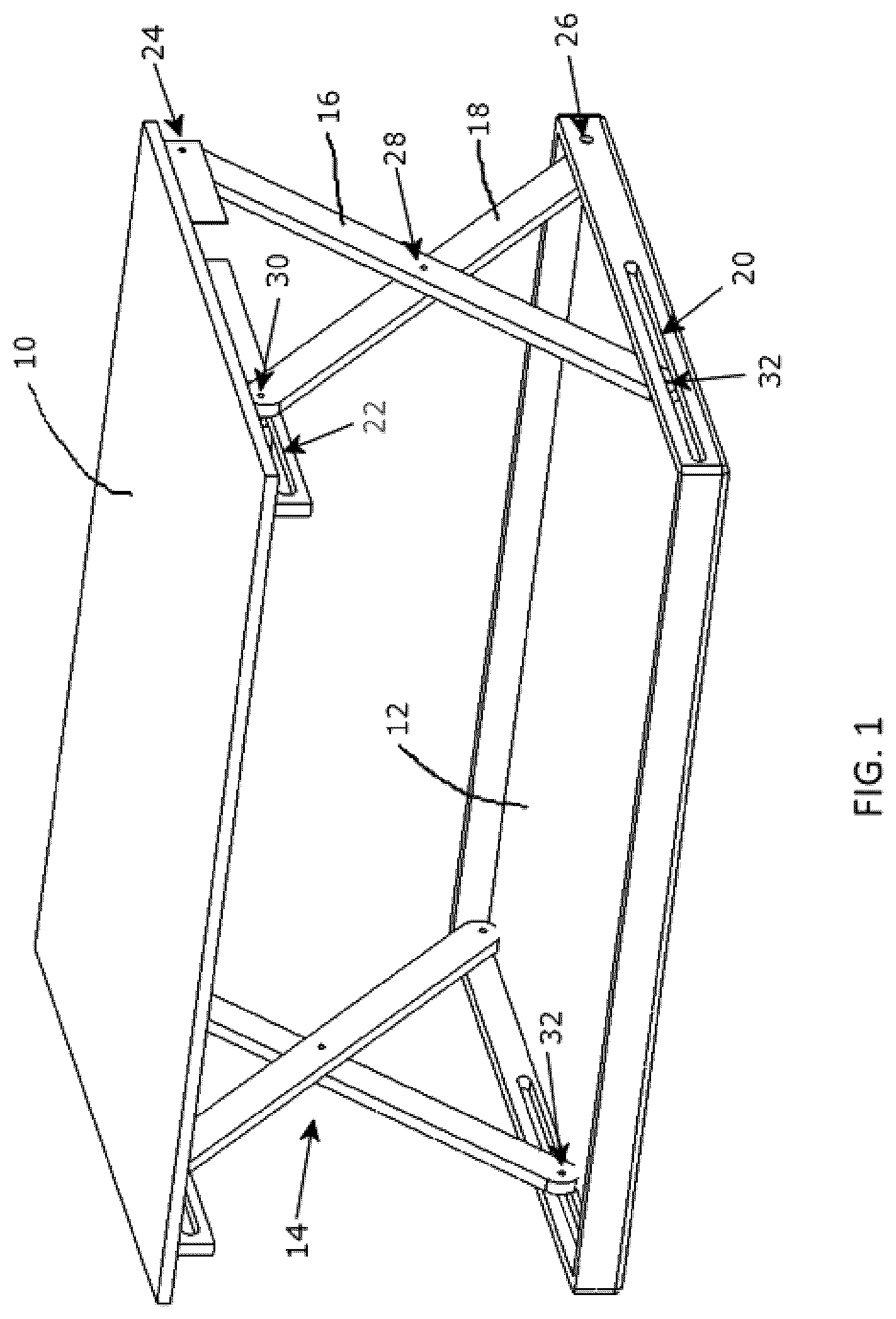 Patent US12318002 Figure 1 – Desktop workspace that adjusts vertically