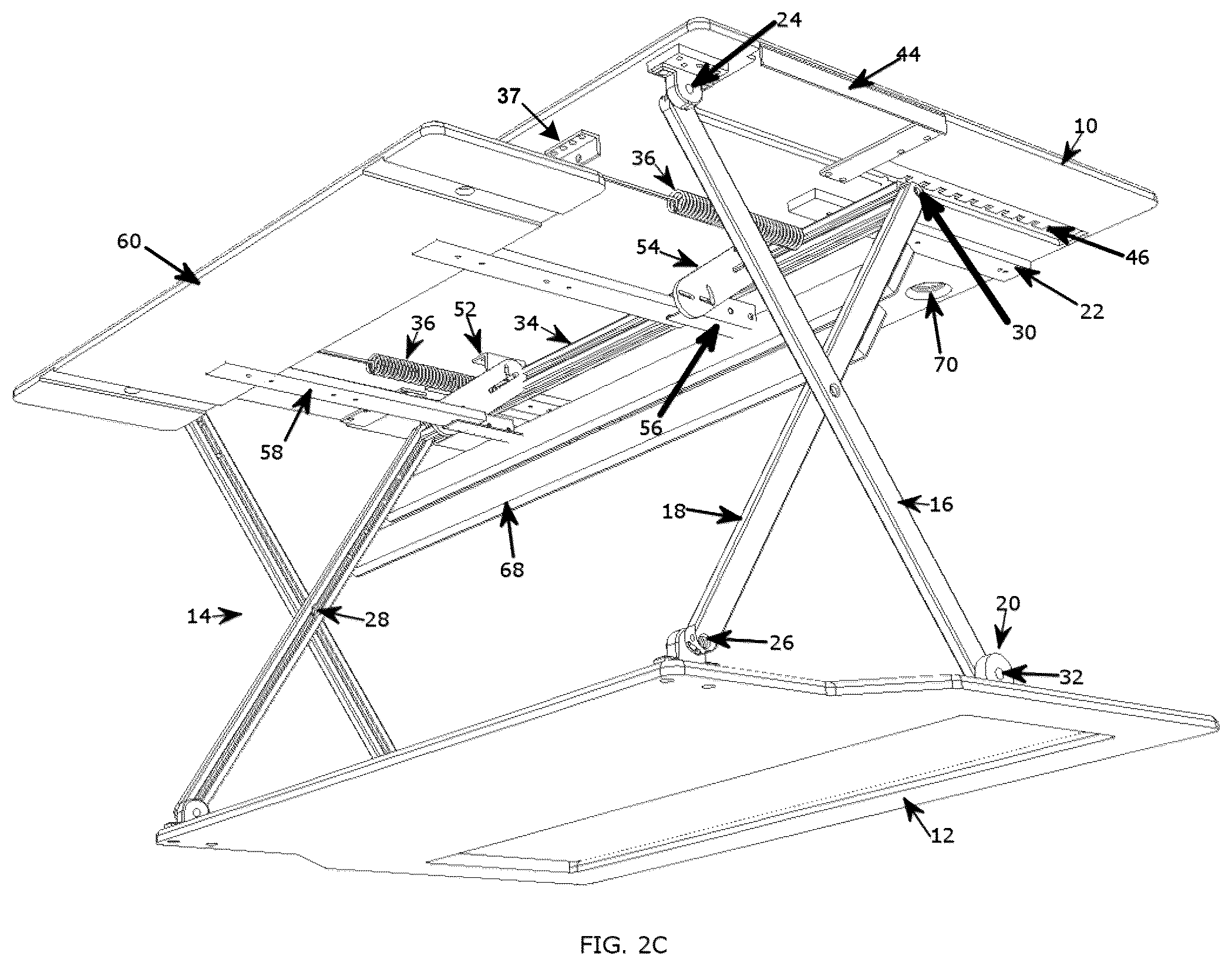Patent US12318002 Figure 7 – Desktop workspace that adjusts vertically