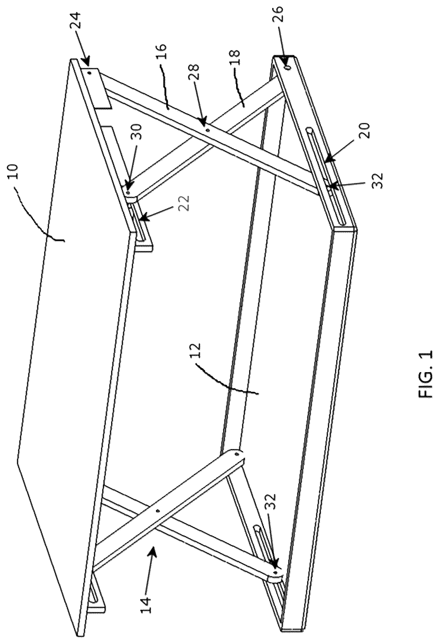 Patent US12318003 Figure 1 – Desktop workspace that adjusts vertically