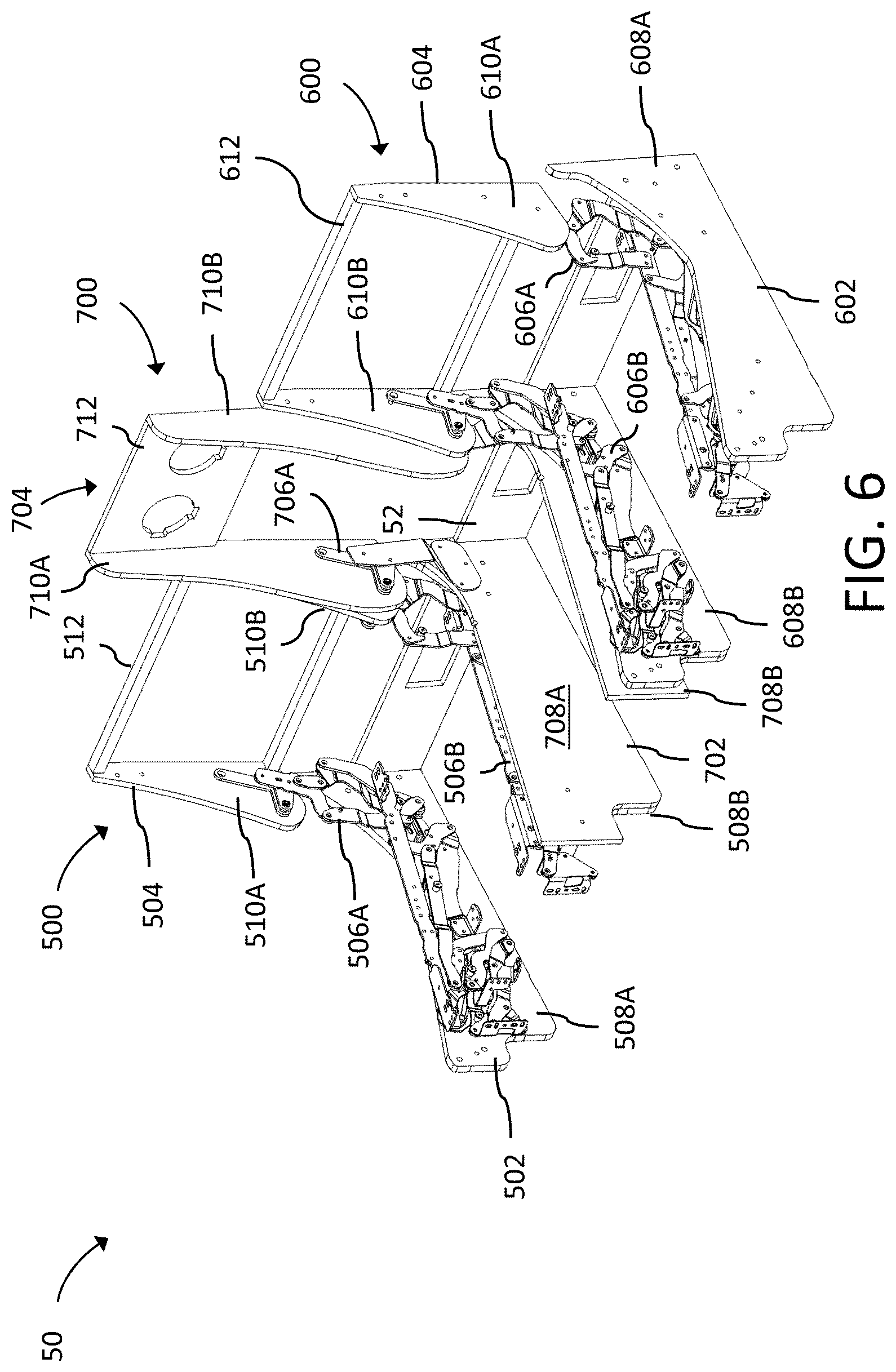 Patent US12318008 Figure 6 – Convertible theater seating assembly