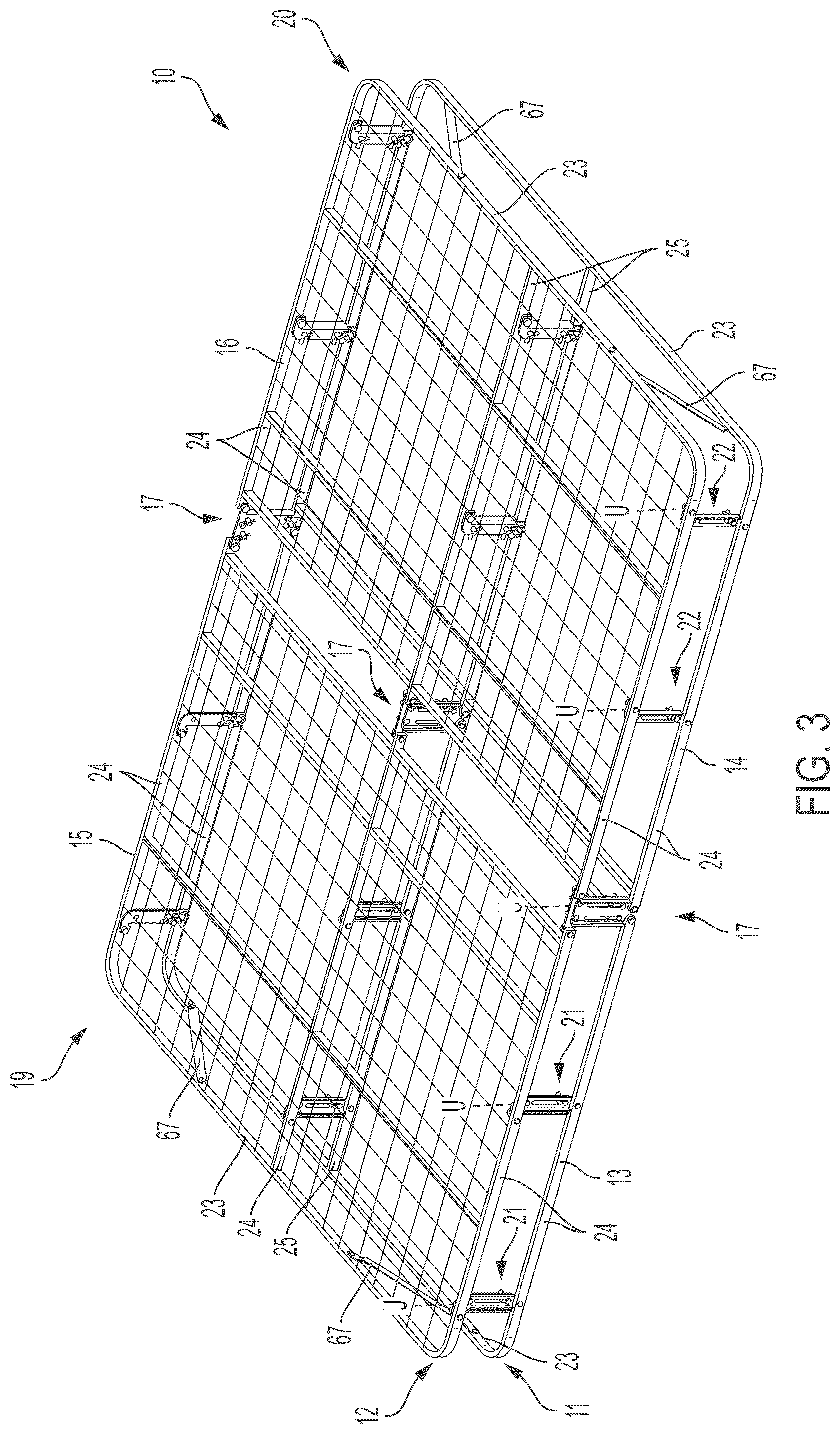 Patent US12318009 Figure 3 – Foldable mattress foundation