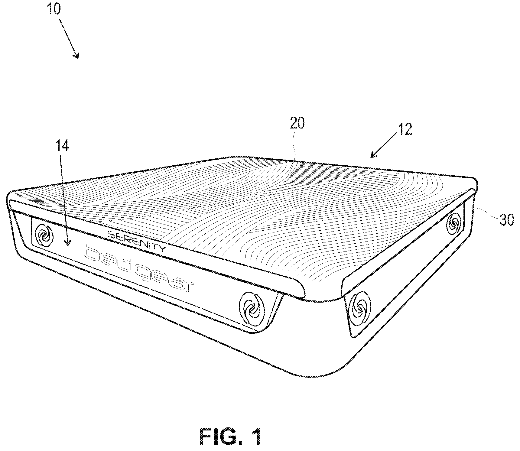 Patent US12318011 Figure 1 – Customizable mattress