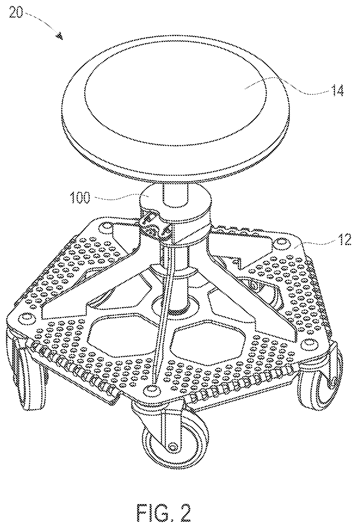 Patent US12318013 Figure 2 – Height adjustment mechanism for furniture